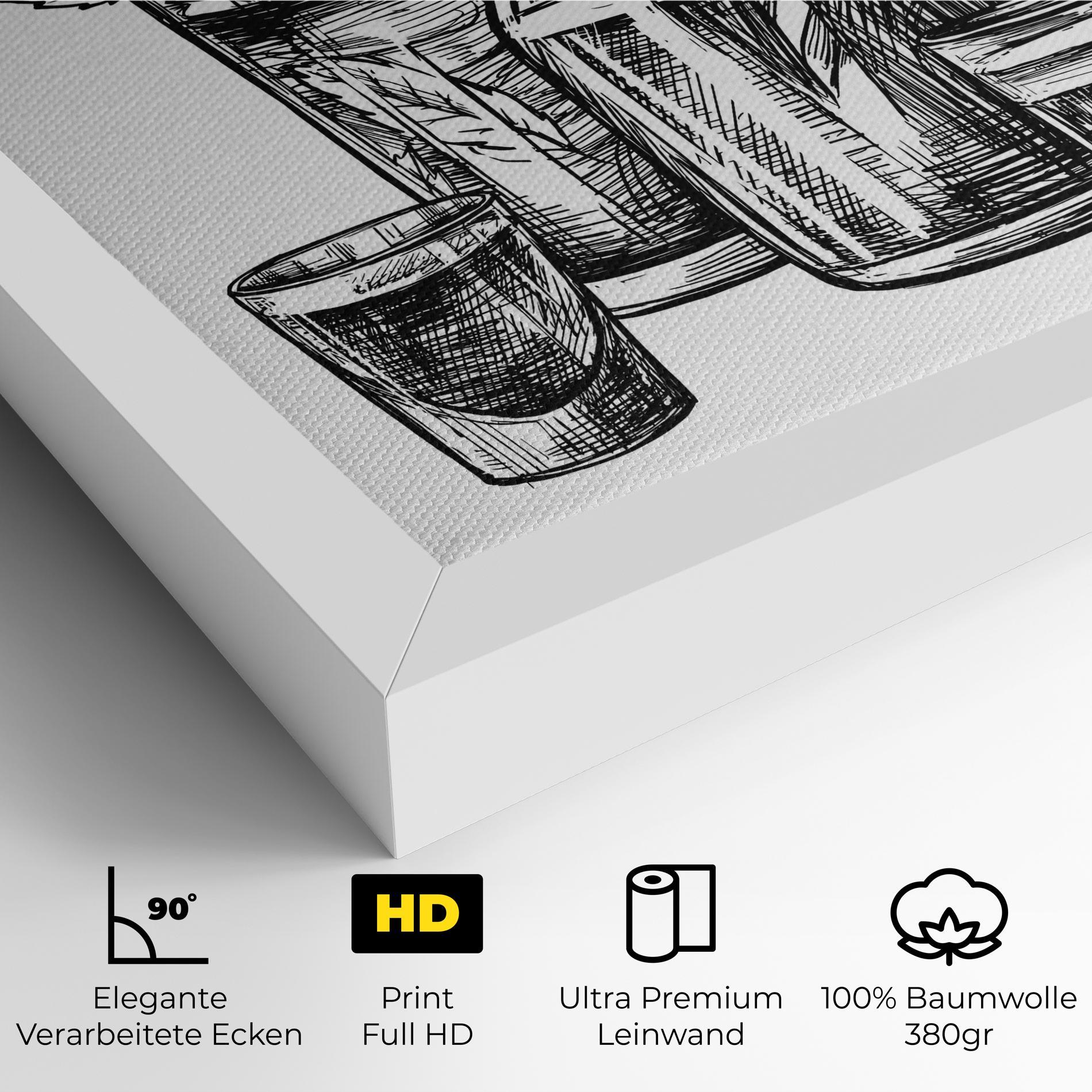 Leinwandbild Black Line Drinks mockup 4