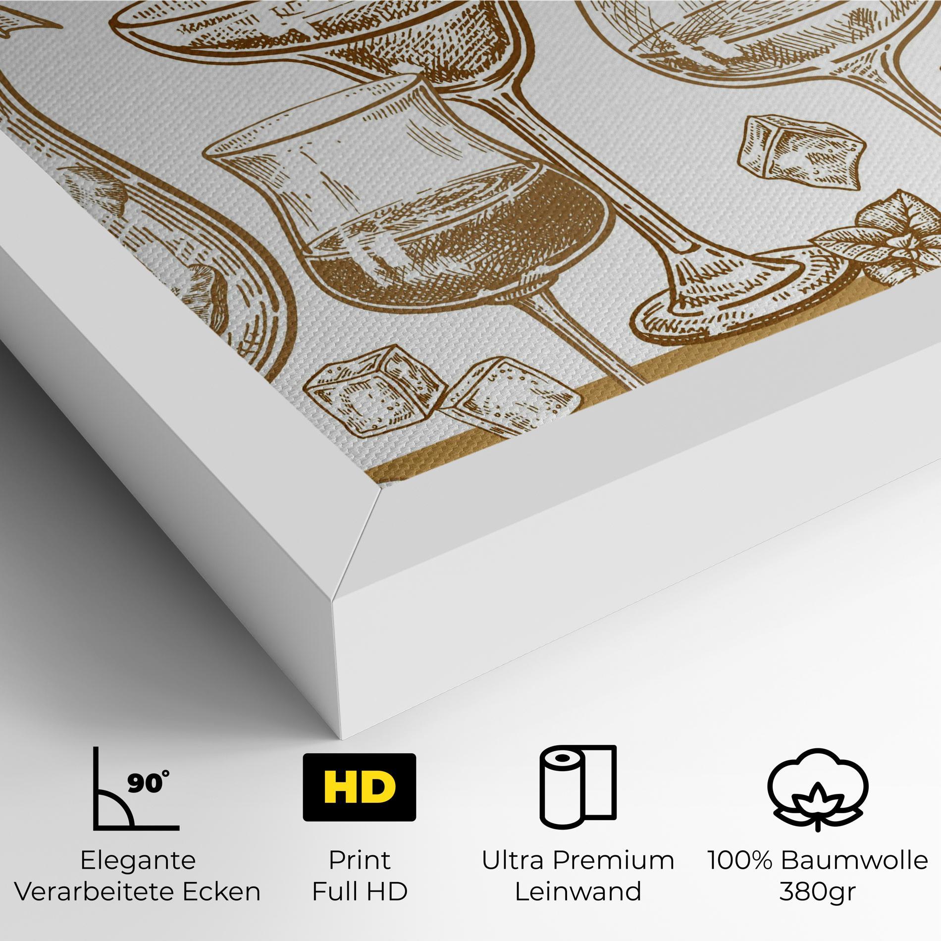 Leinwandbild Brown Line Drinks mockup 4