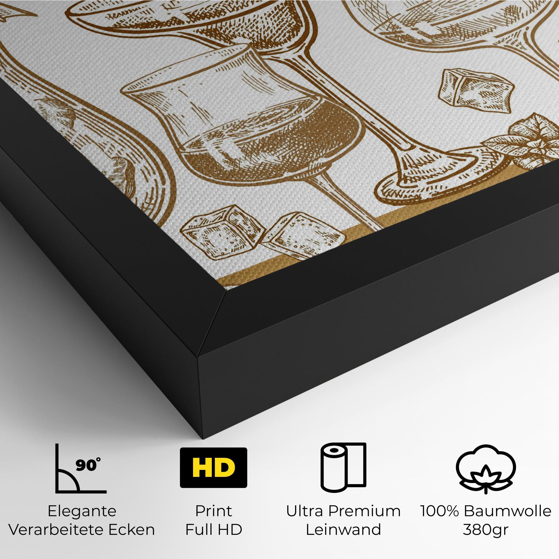 Leinwandbild Brown Line Drinks mockup 4