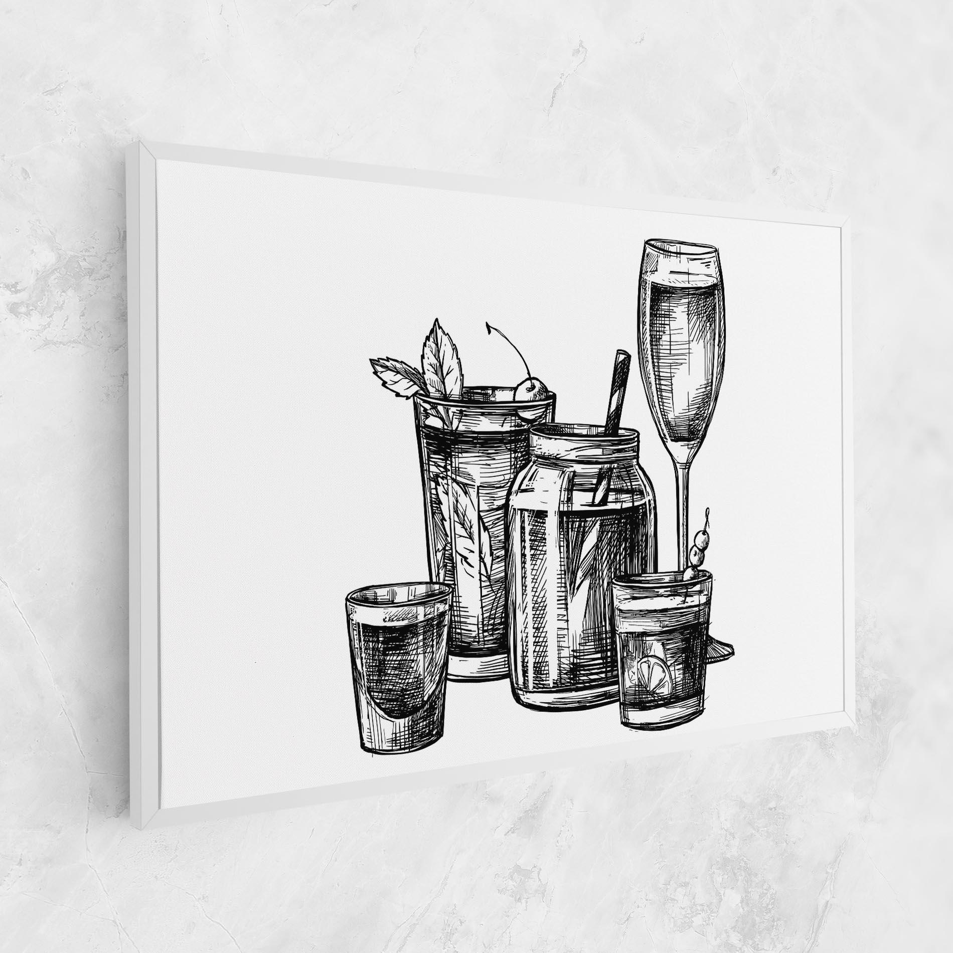 Leinwandbild Black Line Drinks mockup 1