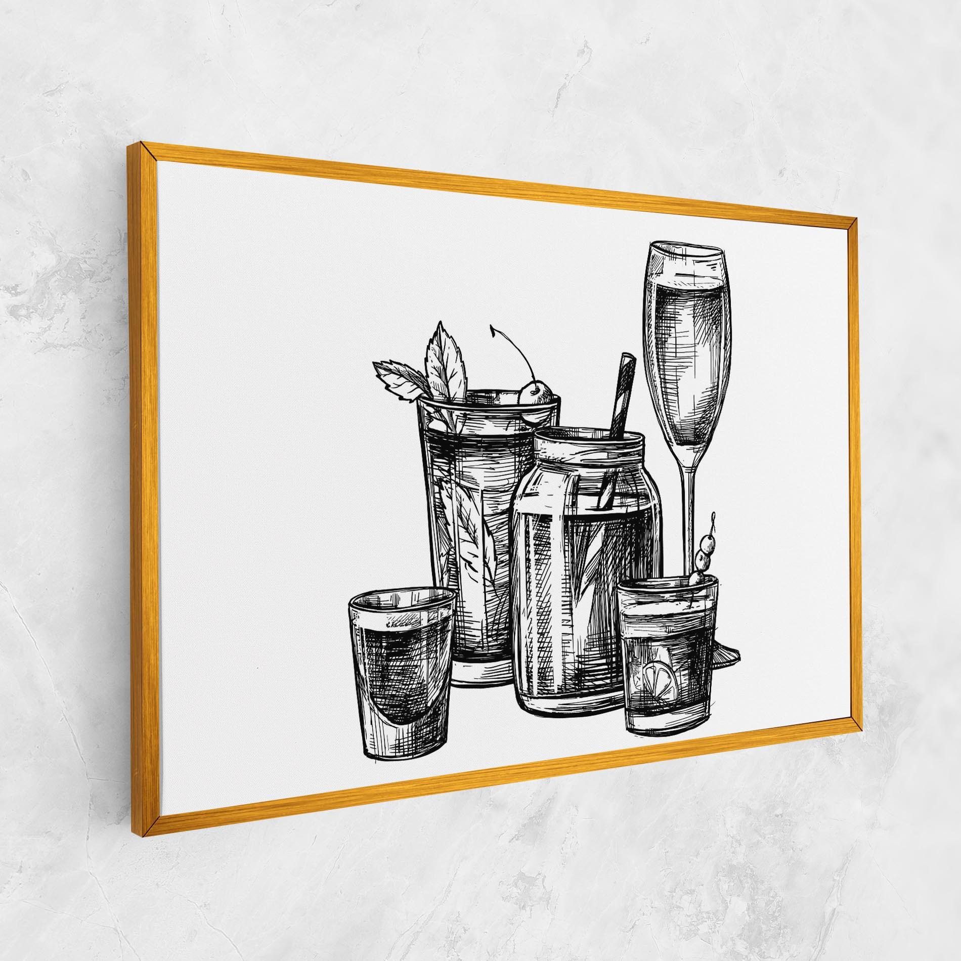 Leinwandbild Black Line Drinks mockup 1