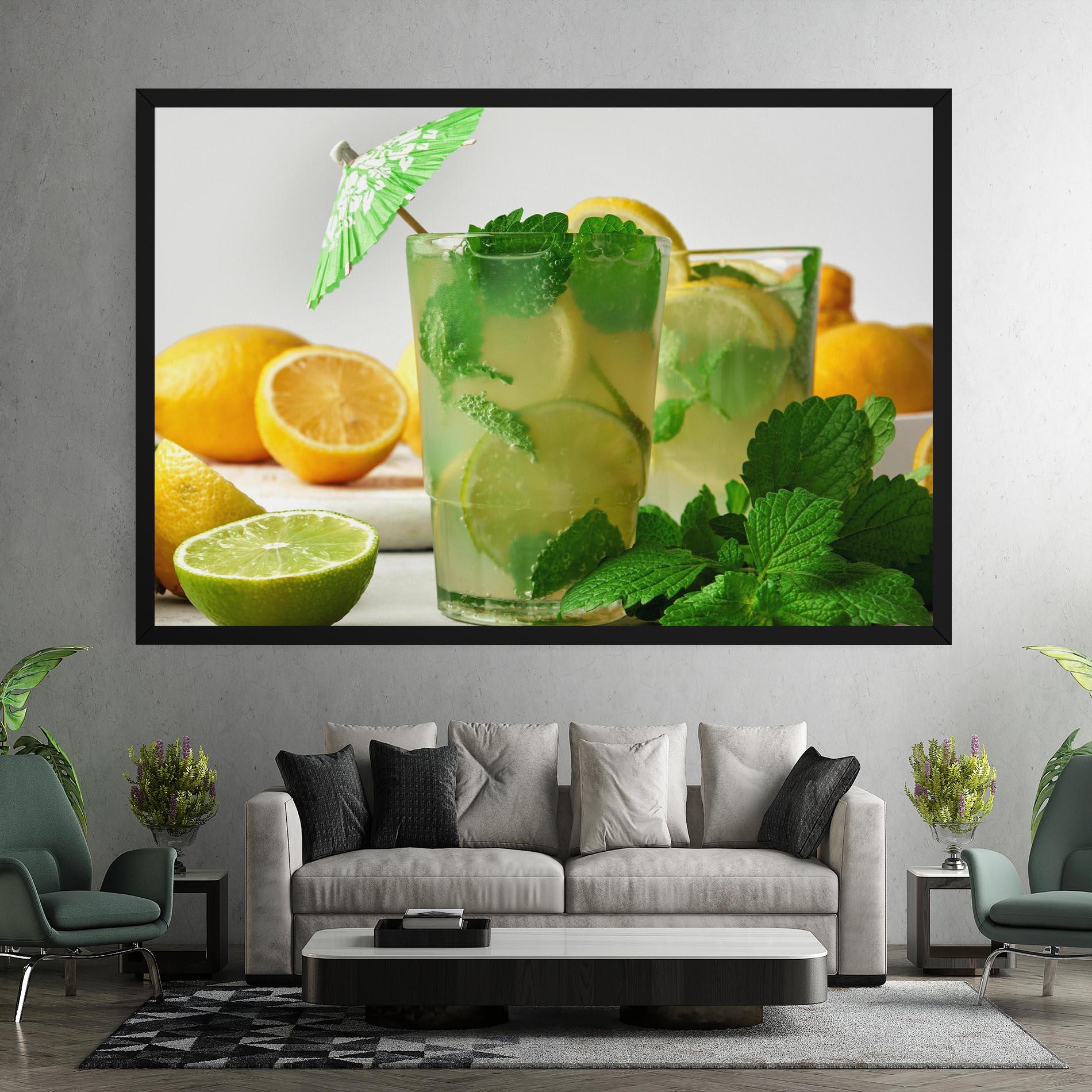 Leinwandbild Mint Leaves Lemonade mockup 7