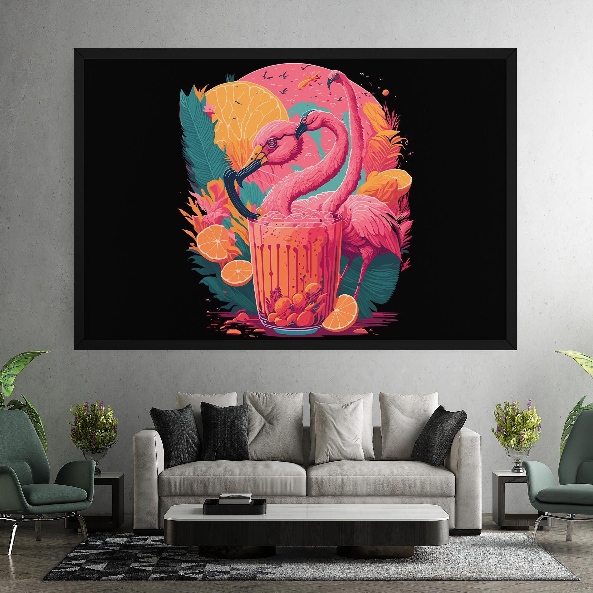Leinwandbild Pink Bird Drink mockup 7