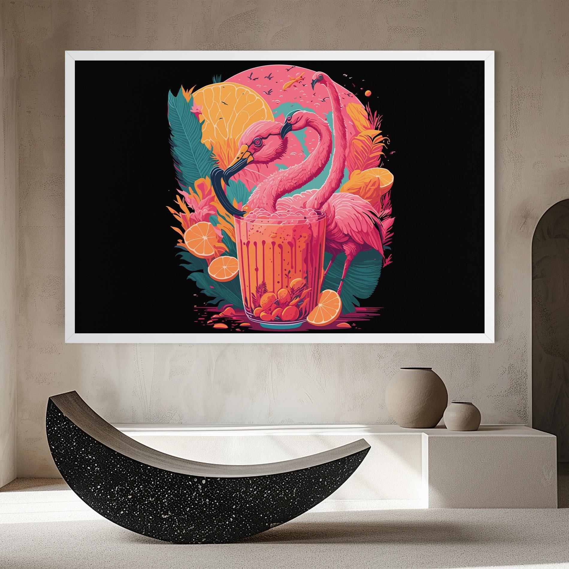 Leinwandbild Pink Bird Drink mockup 8