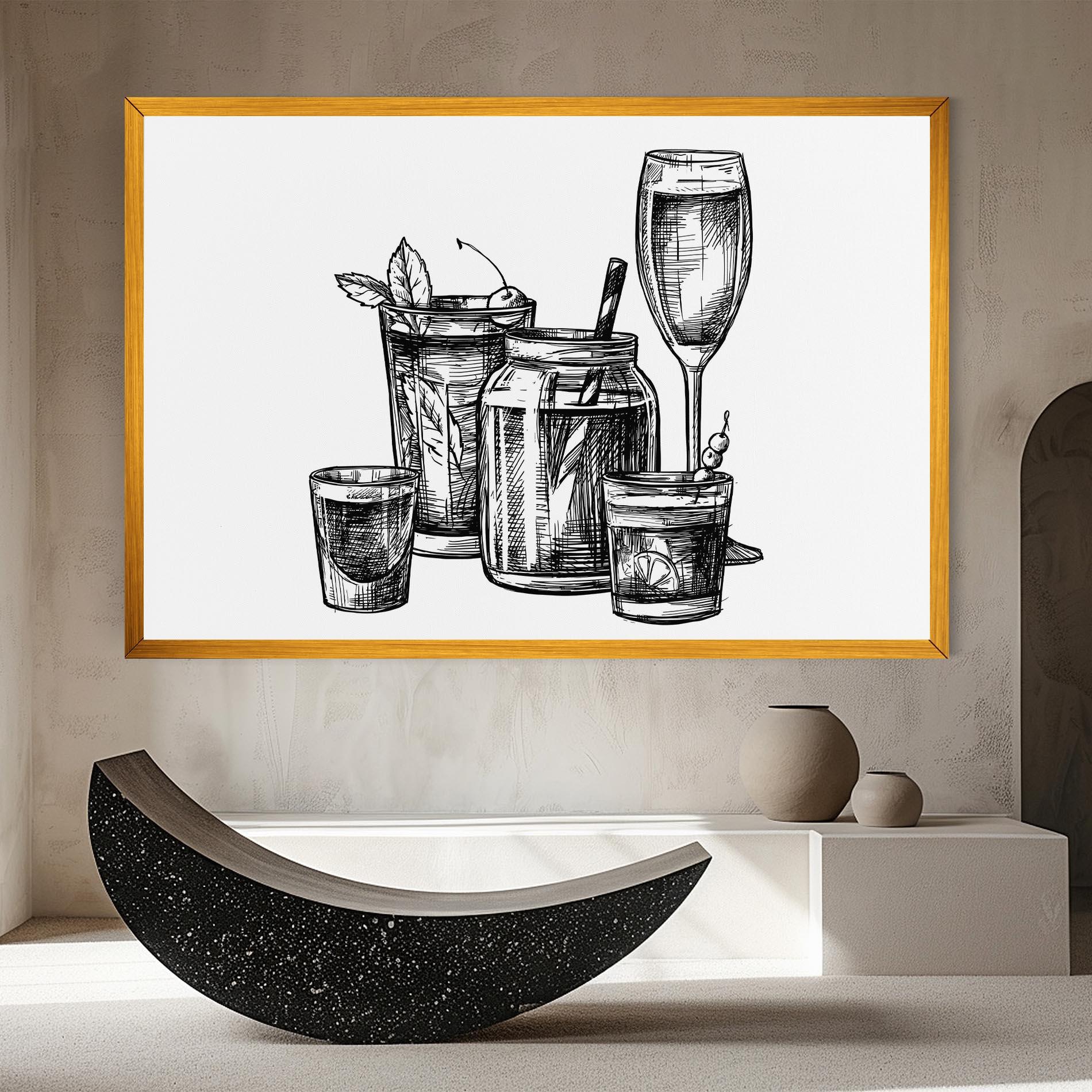 Leinwandbild Black Line Drinks mockup 8