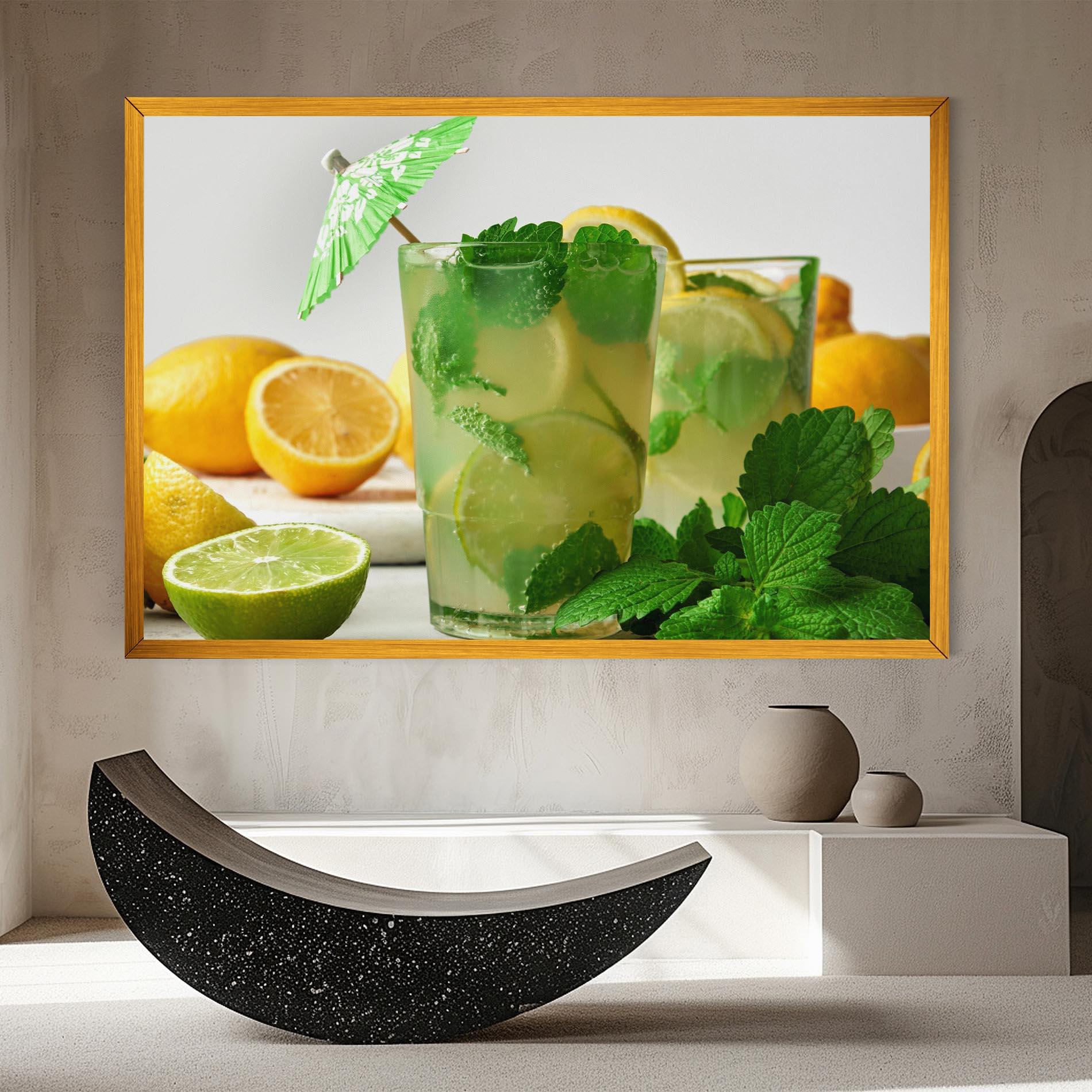 Leinwandbild Mint Leaves Lemonade mockup 8