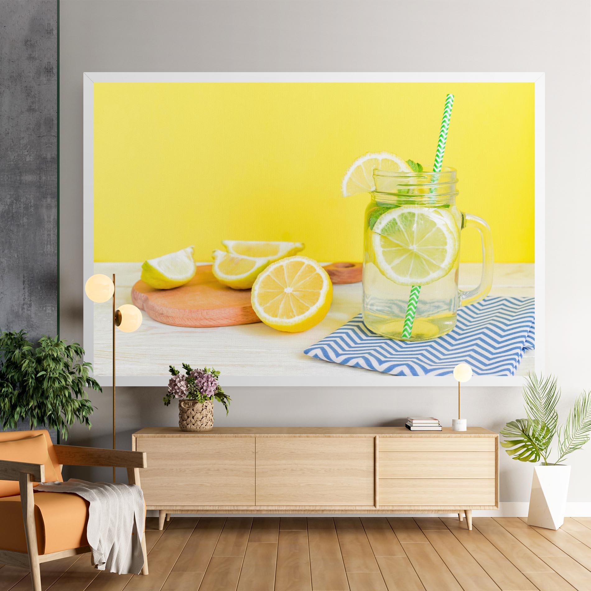 Leinwandbild Citrus Lemonade Water mockup 9