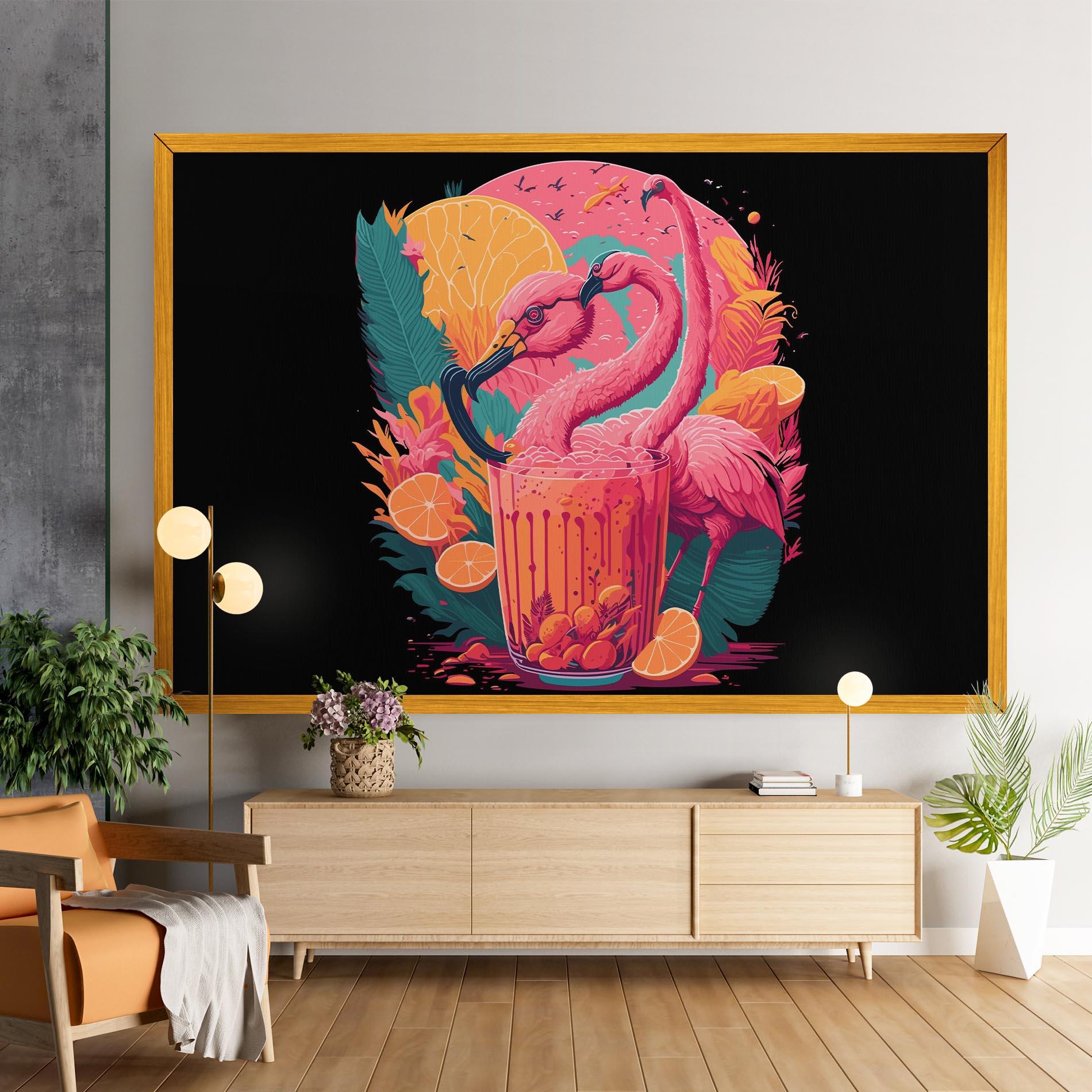 Leinwandbild Pink Bird Drink mockup 9