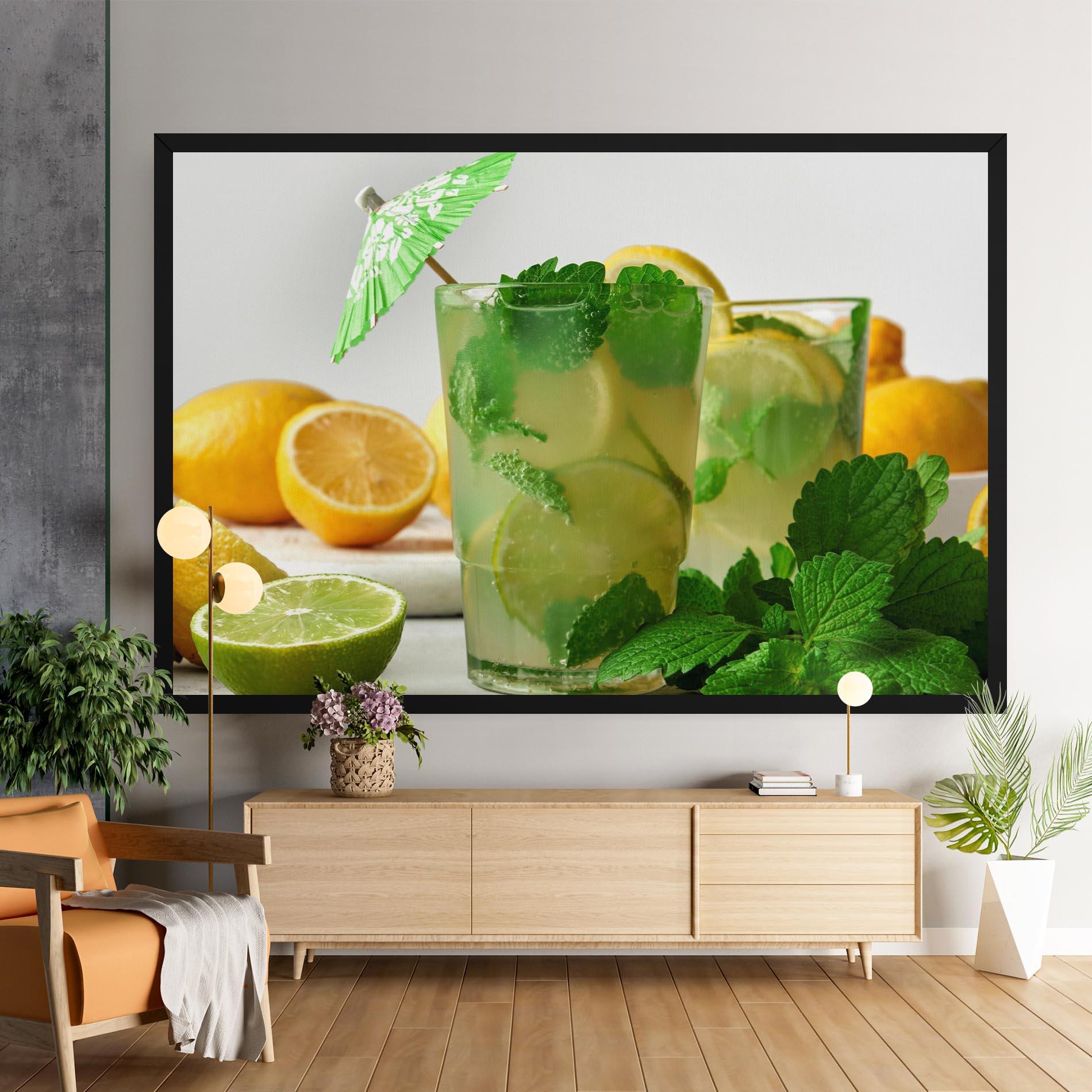 Leinwandbild Mint Leaves Lemonade mockup 9