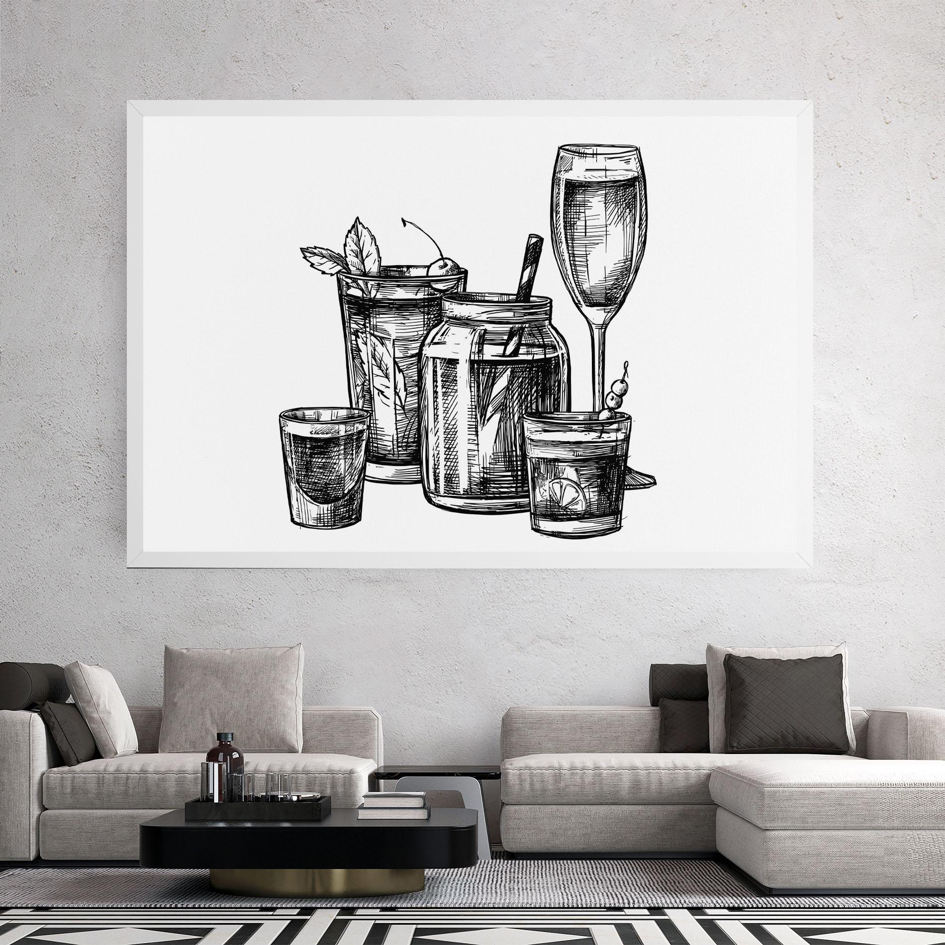 Leinwandbild Black Line Drinks mockup 2