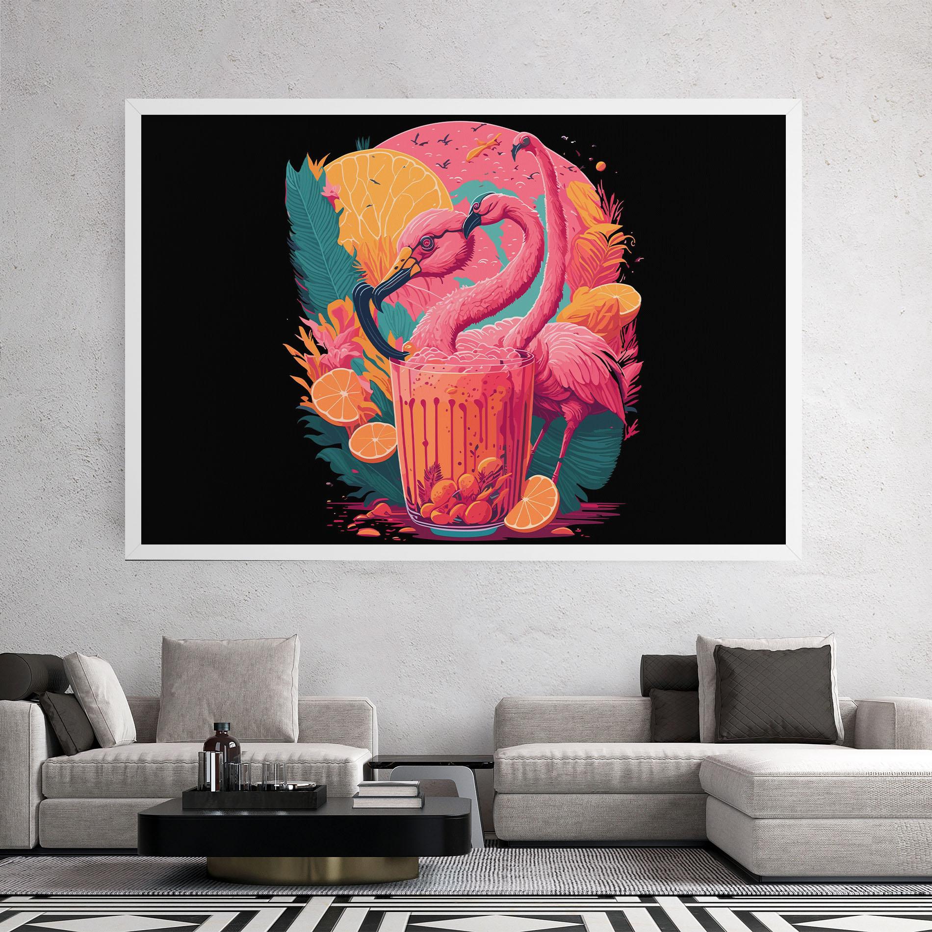 Leinwandbild Pink Bird Drink mockup 2