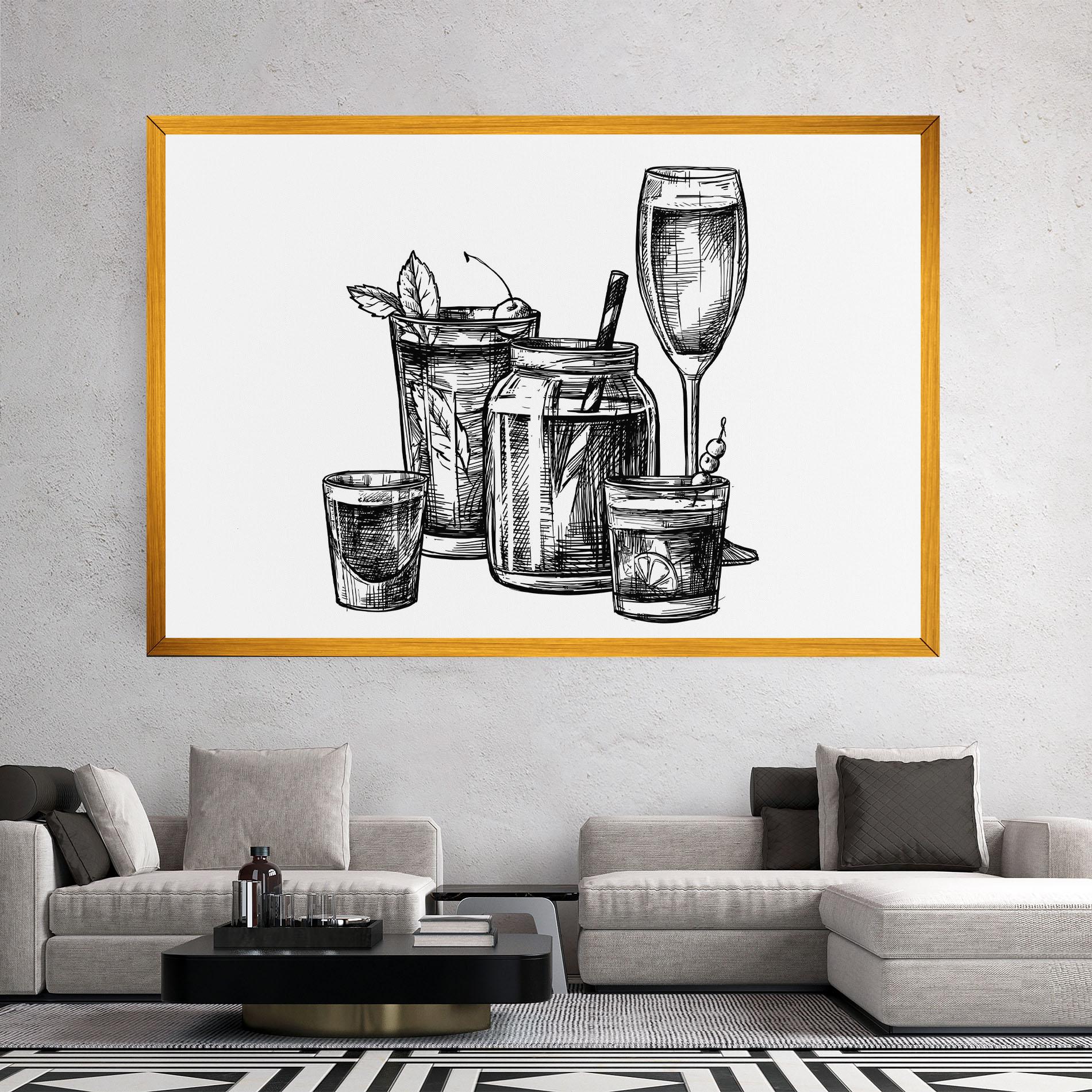 Leinwandbild Black Line Drinks mockup 2