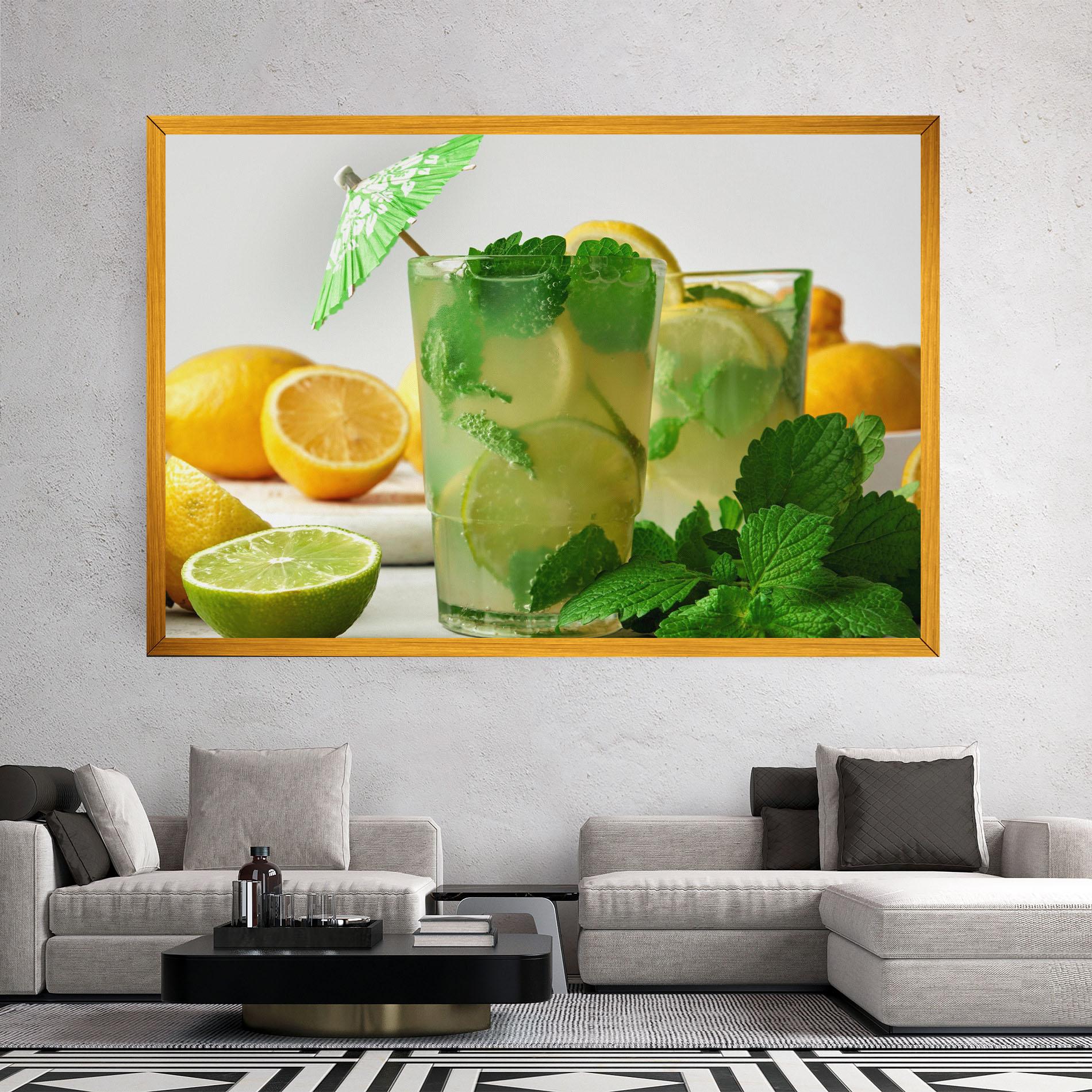 Leinwandbild Mint Leaves Lemonade mockup 2