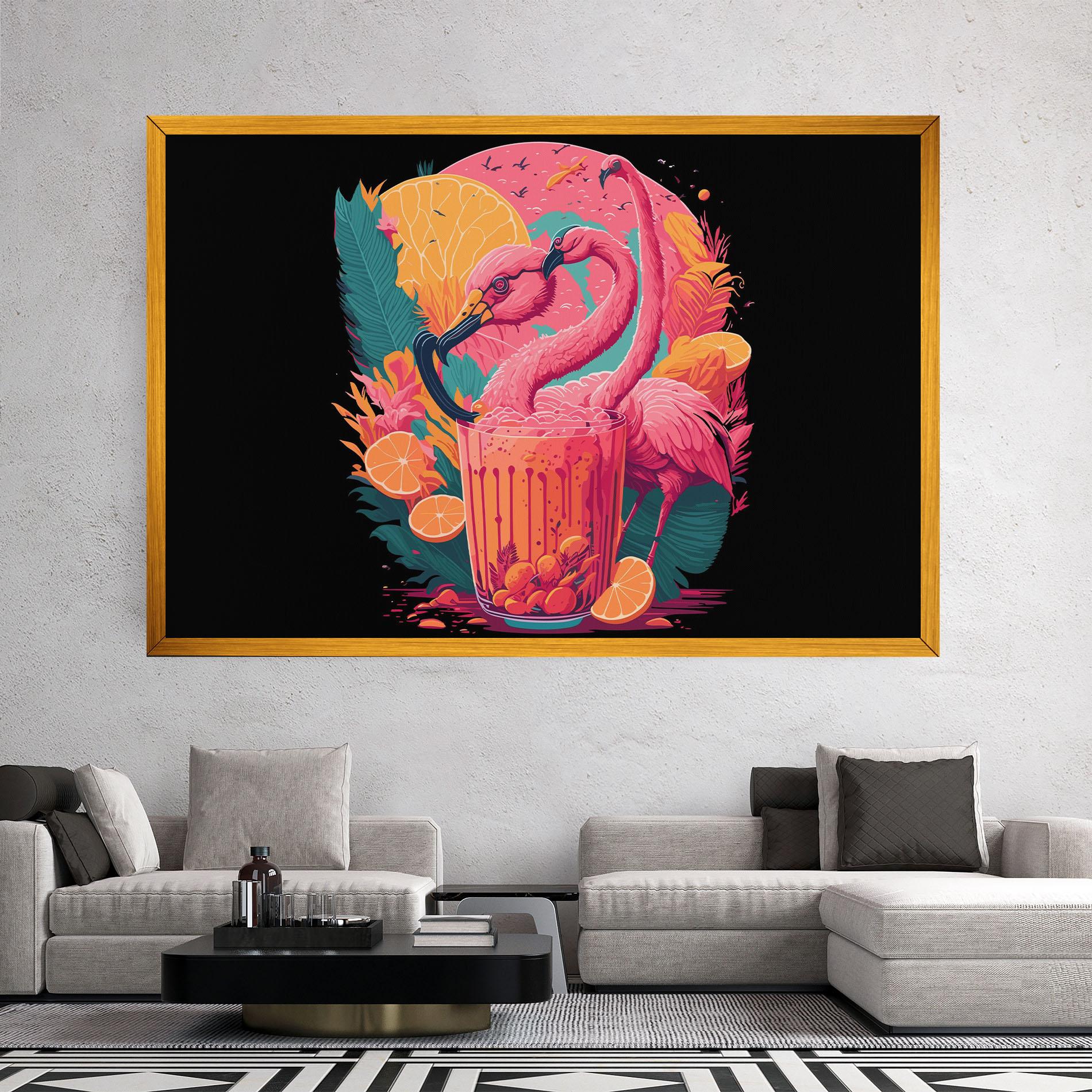 Leinwandbild Pink Bird Drink mockup 2