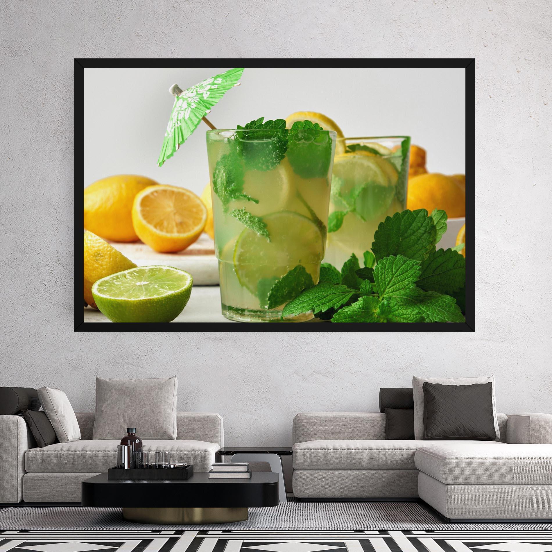 Leinwandbild Mint Leaves Lemonade mockup 2