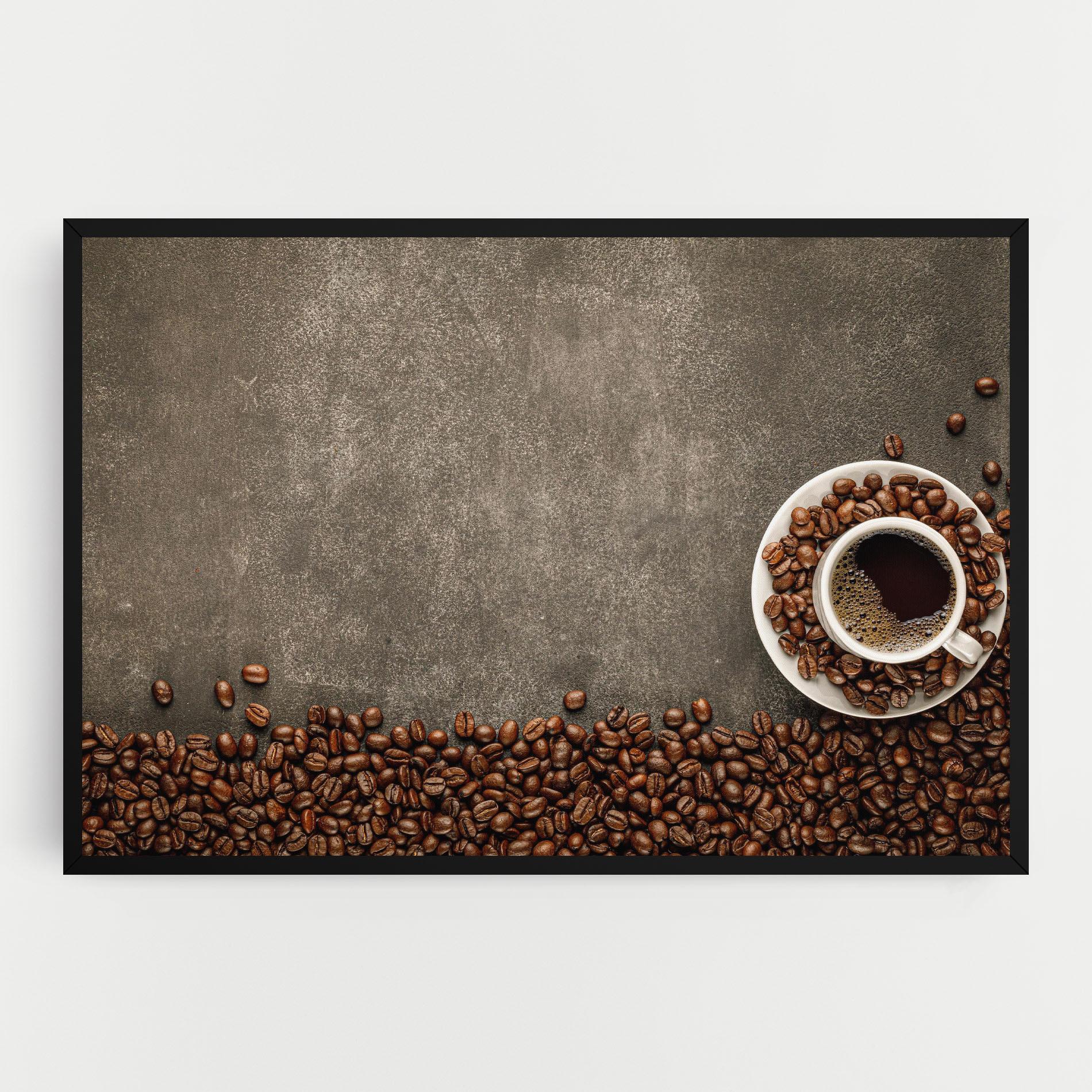 Leinwandbild Coffee On Grey Table mockup 0