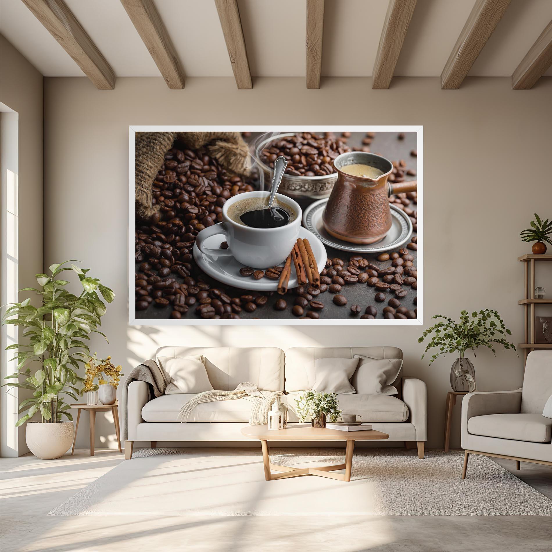 Leinwandbild Black Coffee Beans mockup 6