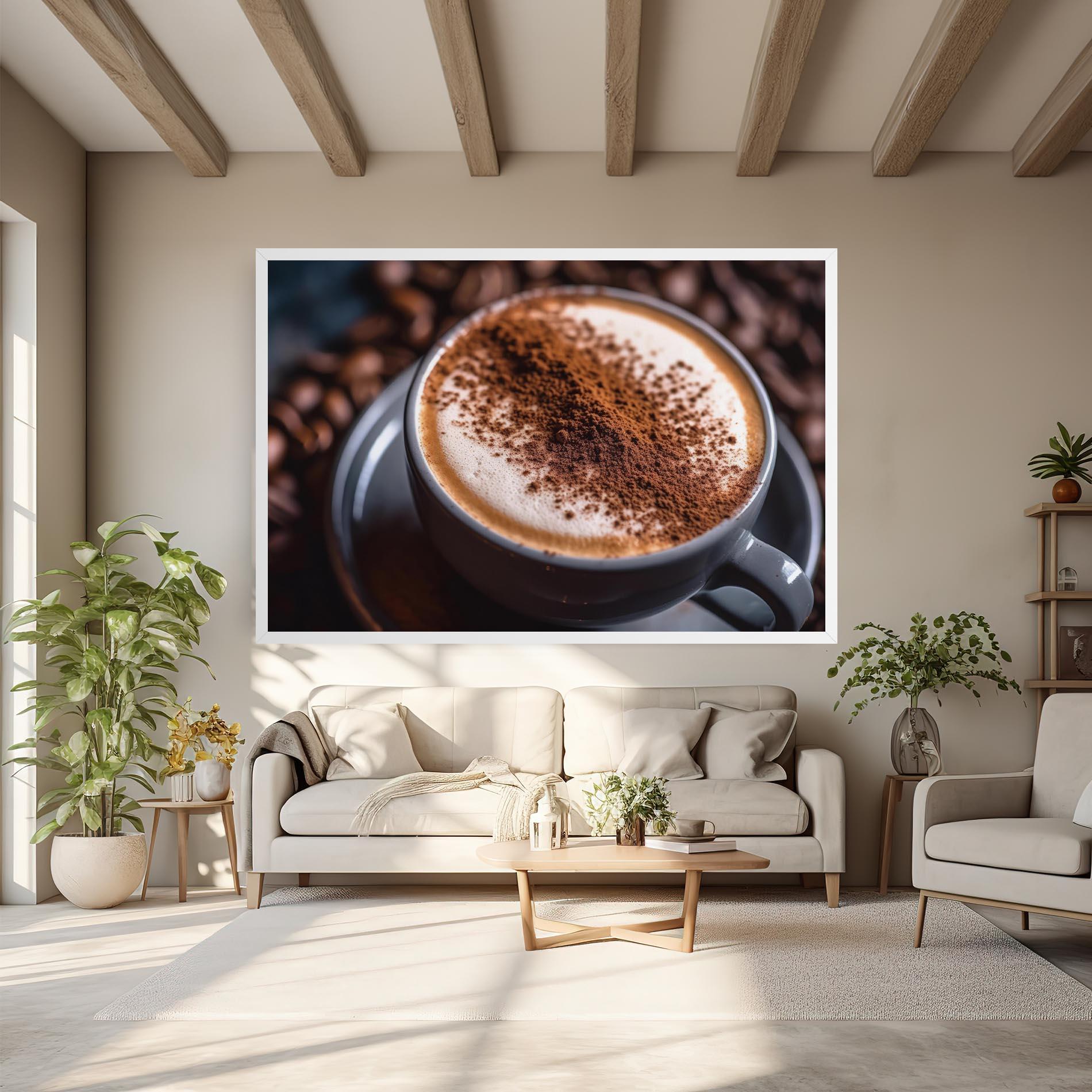 Leinwandbild Cappuccino Coffee Close Up mockup 6