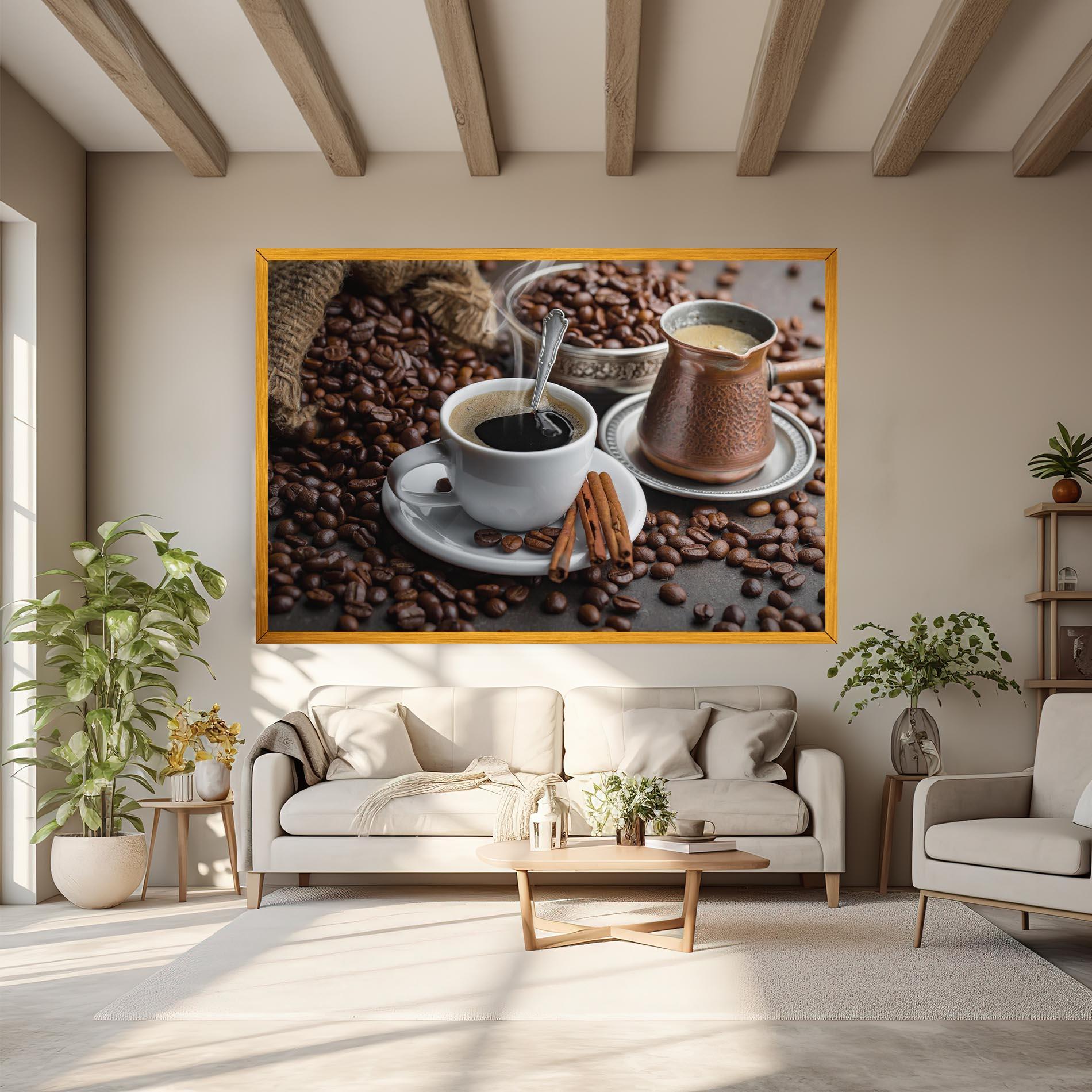 Leinwandbild Black Coffee Beans mockup 6