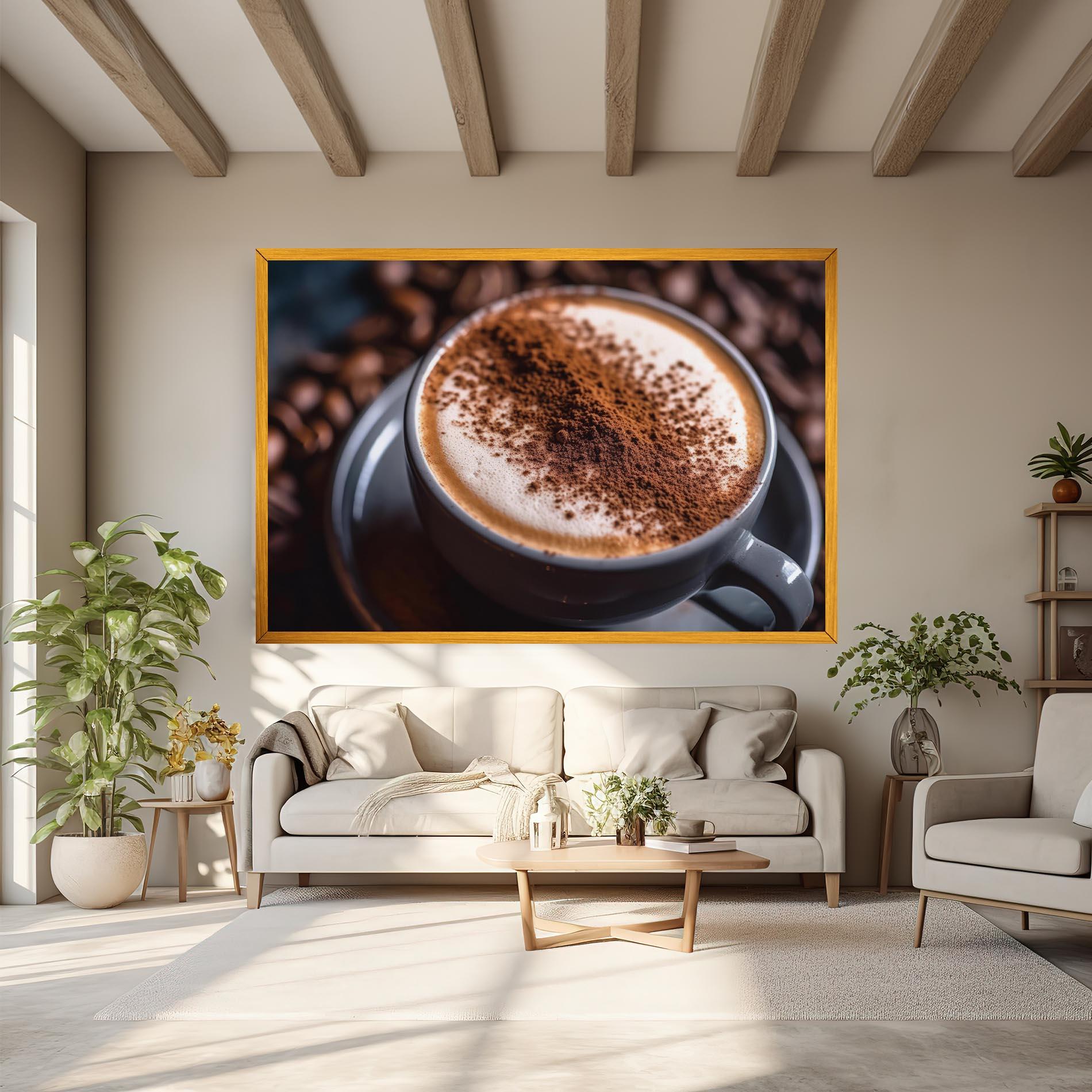 Leinwandbild Cappuccino Coffee Close Up mockup 6