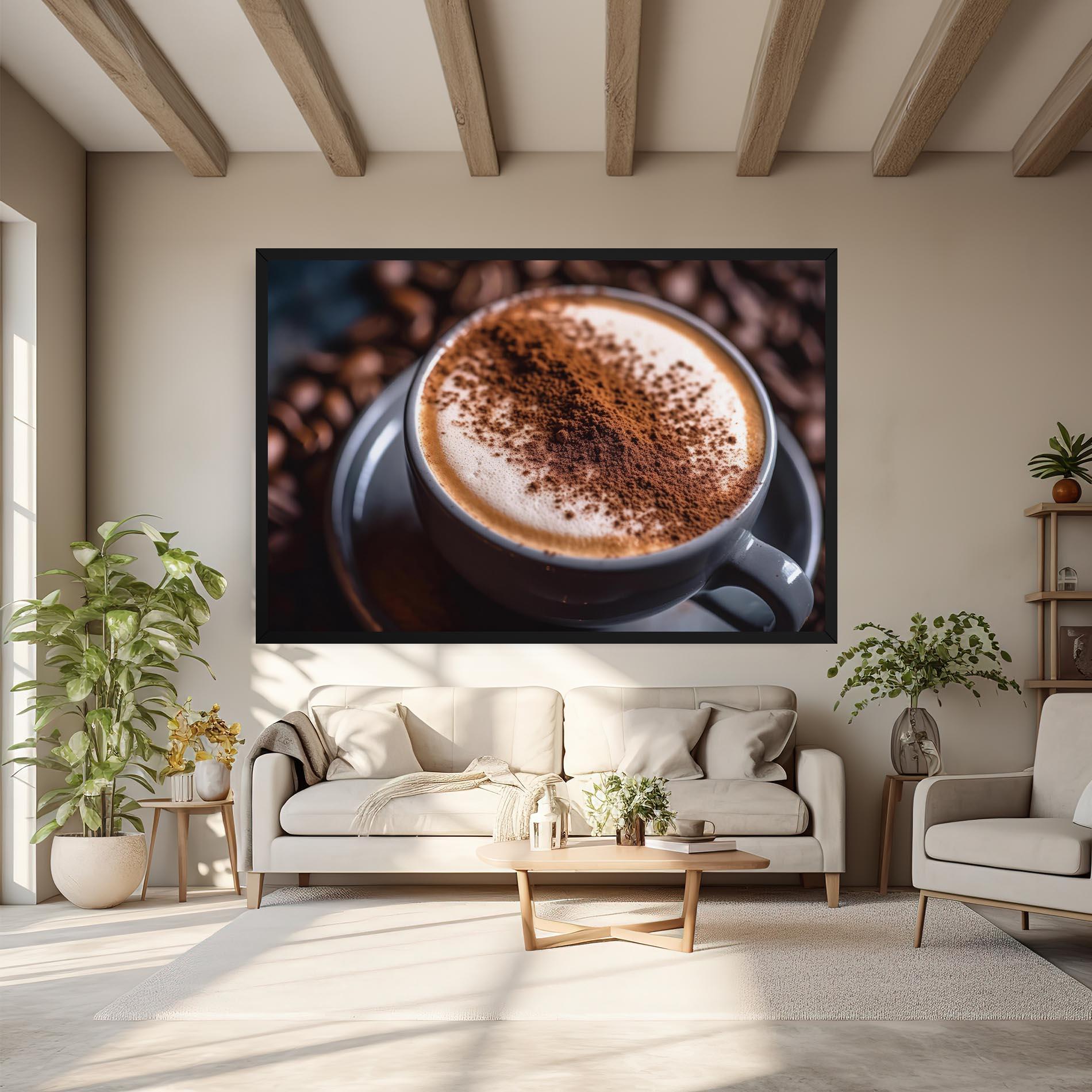 Leinwandbild Cappuccino Coffee Close Up mockup 6