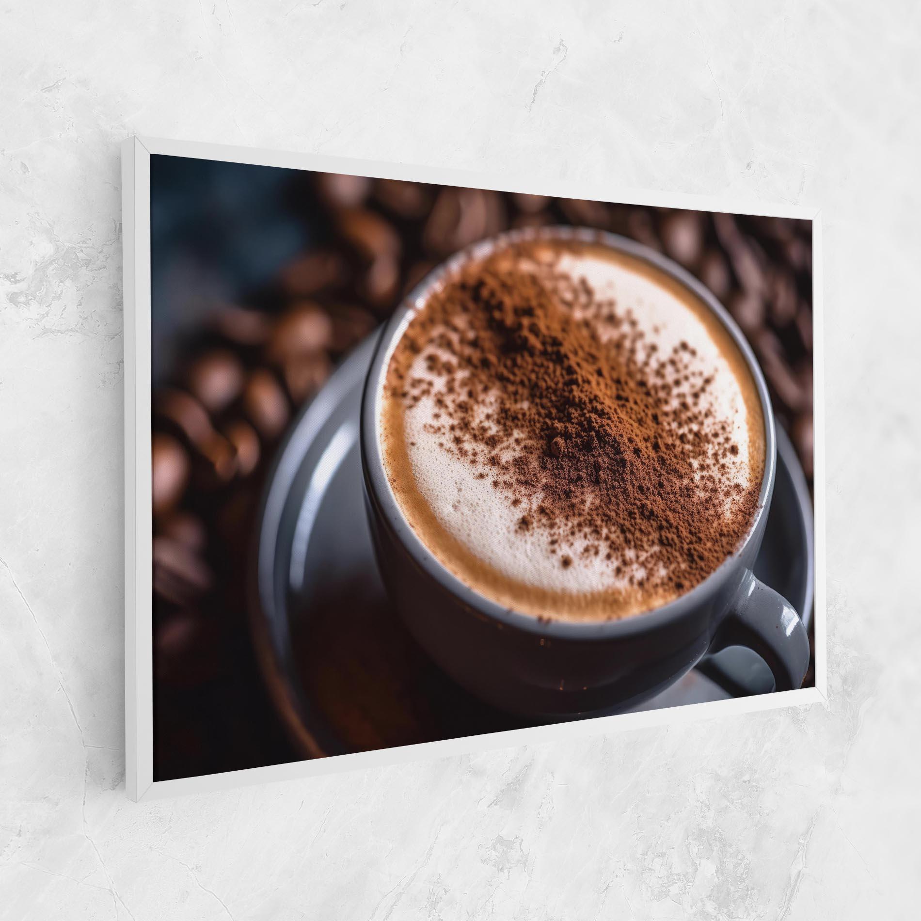 Leinwandbild Cappuccino Coffee Close Up mockup 1