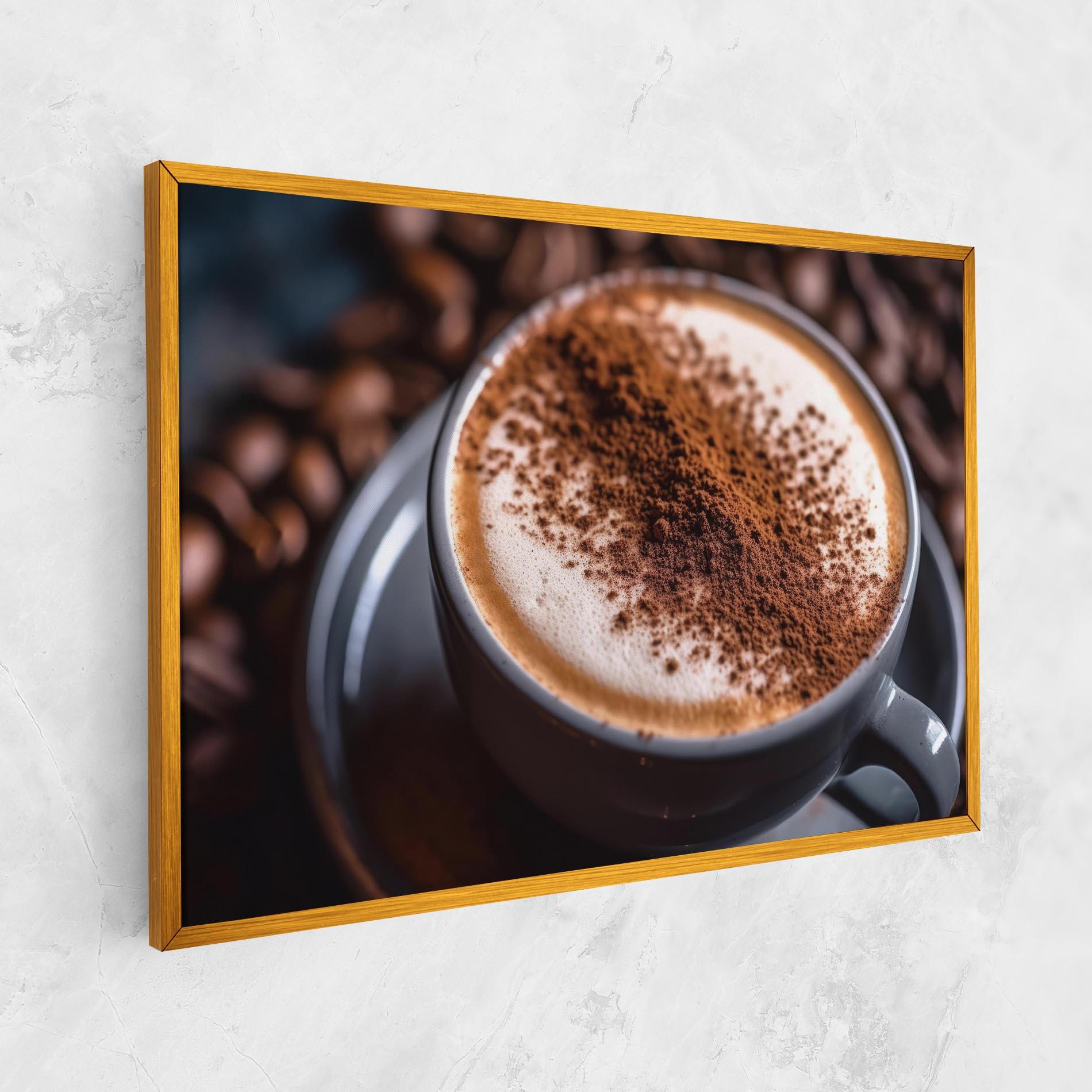 Leinwandbild Cappuccino Coffee Close Up mockup 1