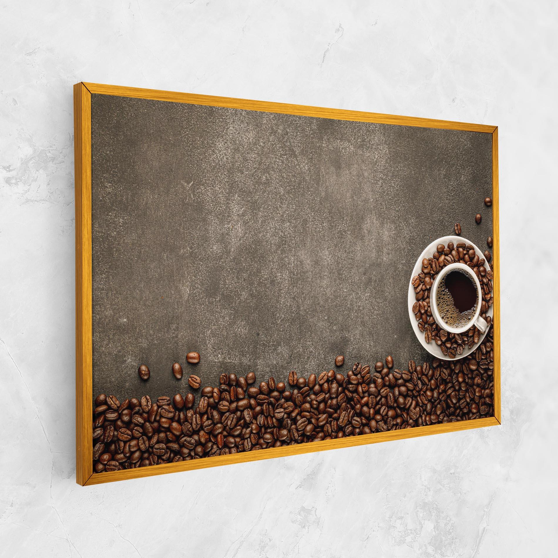 Leinwandbild Coffee On Grey Table mockup 1