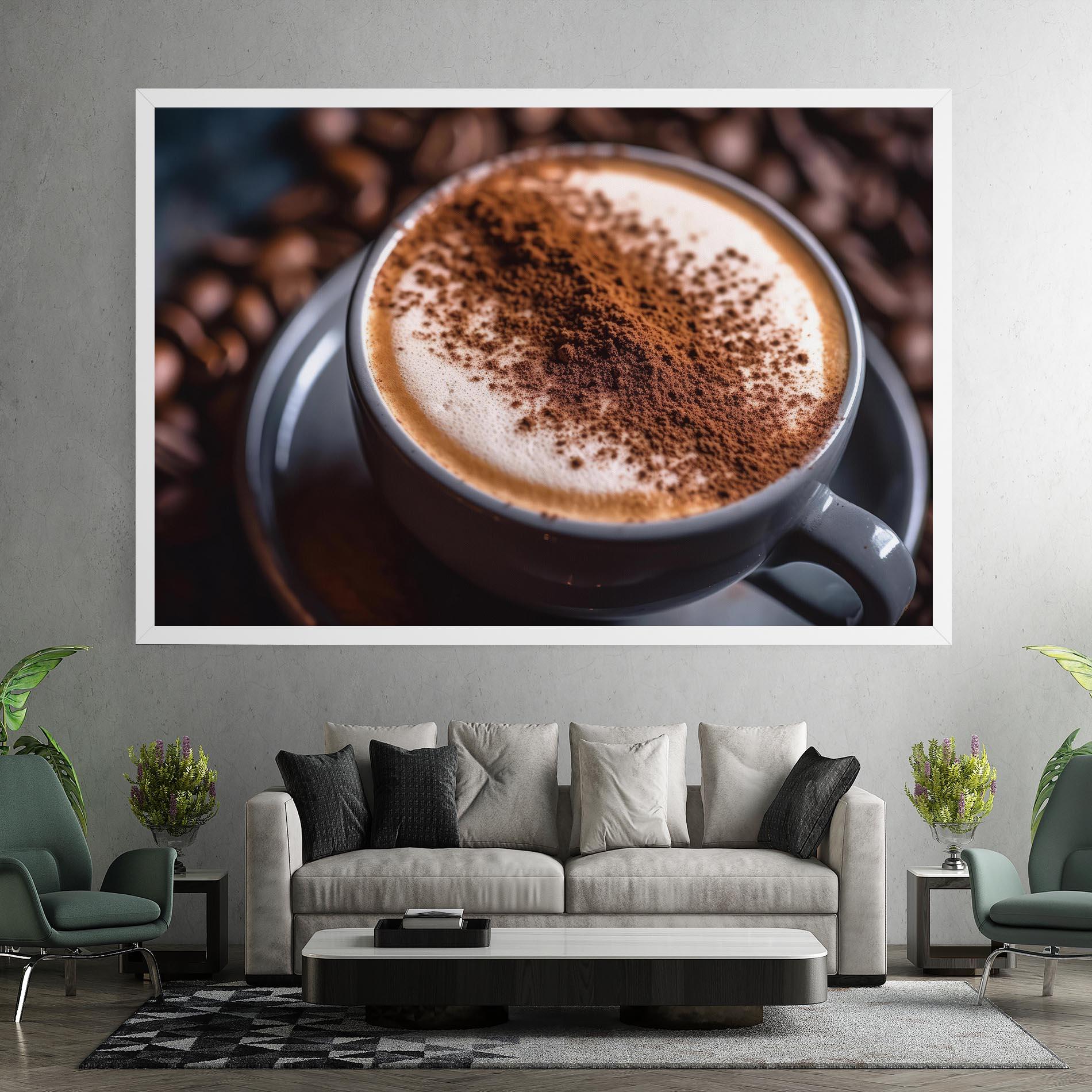 Leinwandbild Cappuccino Coffee Close Up mockup 7