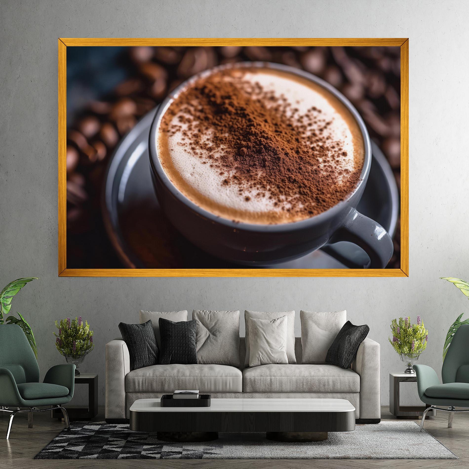 Leinwandbild Cappuccino Coffee Close Up mockup 7