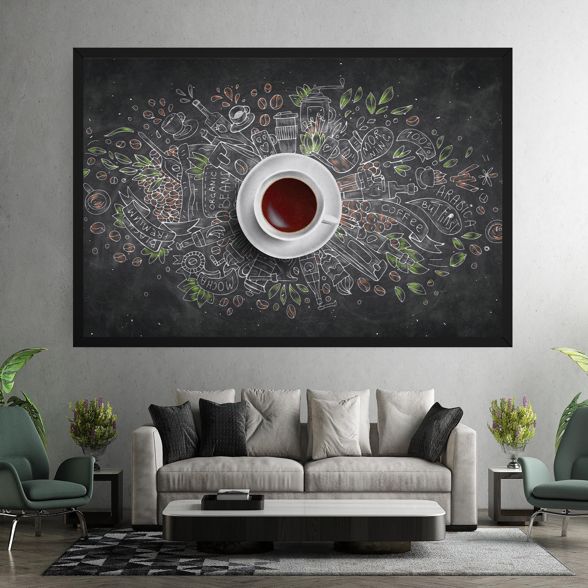 Leinwandbild Black Board Coffee mockup 7