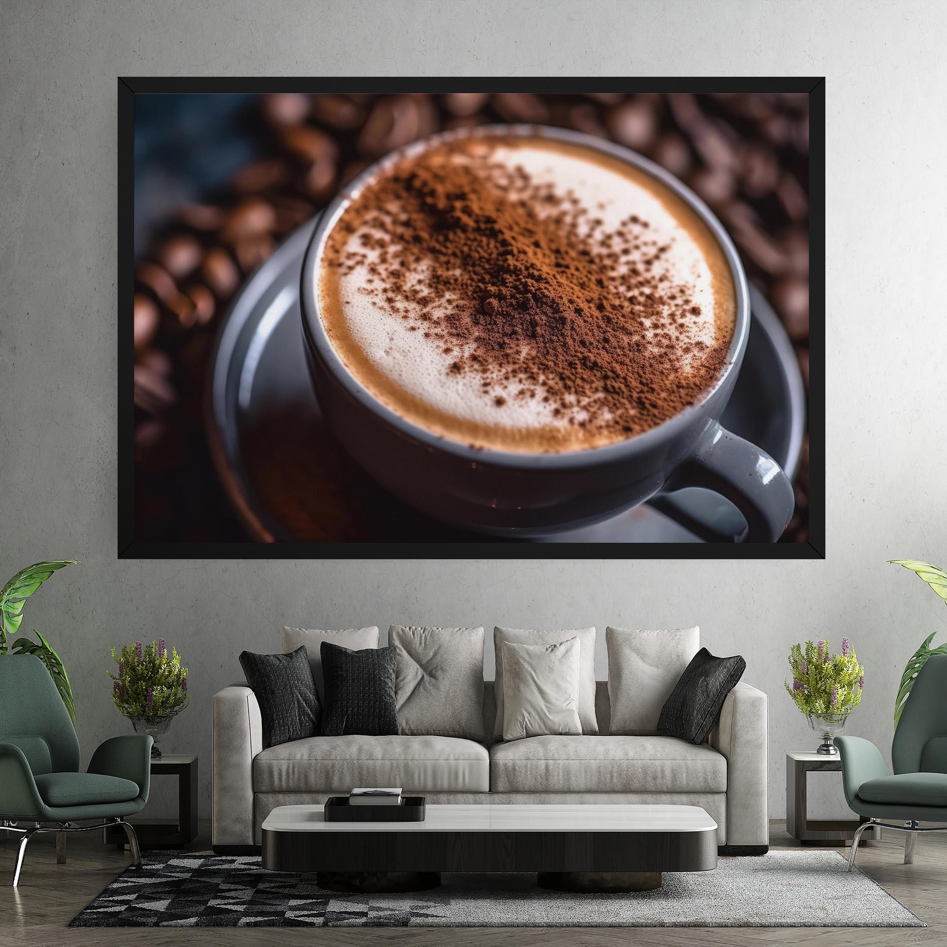 Leinwandbild Cappuccino Coffee Close Up mockup 7