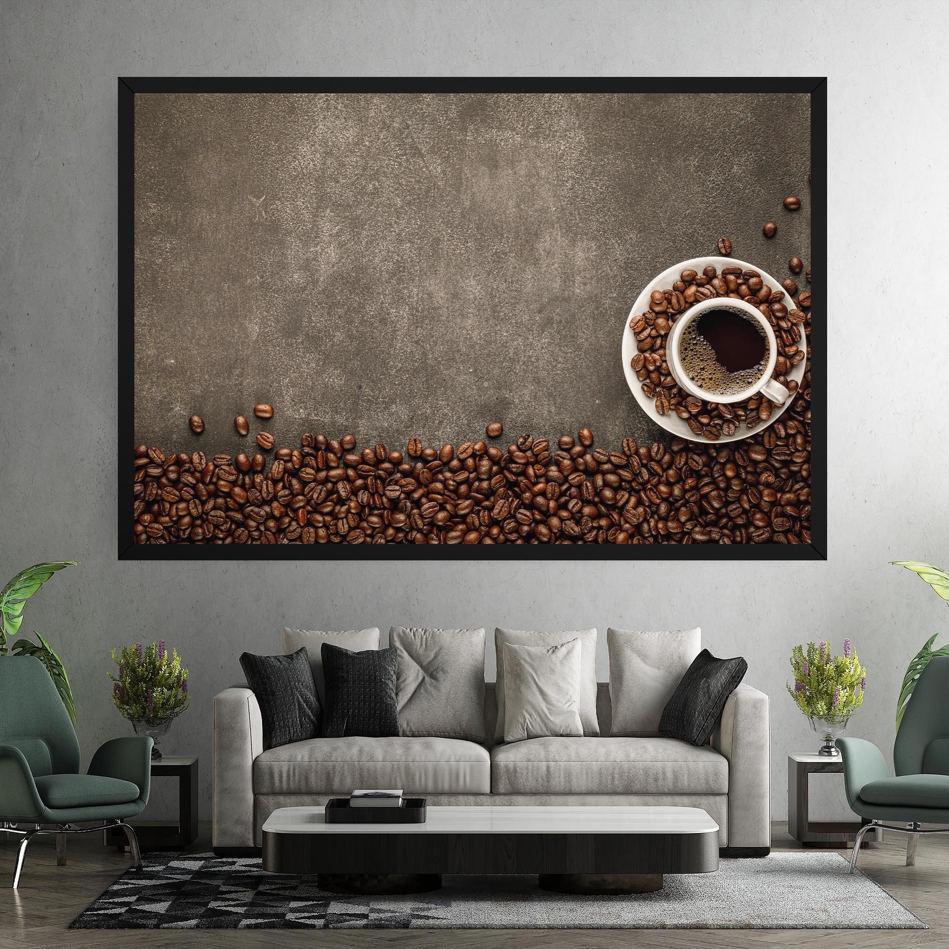 Leinwandbild Coffee On Grey Table mockup 7