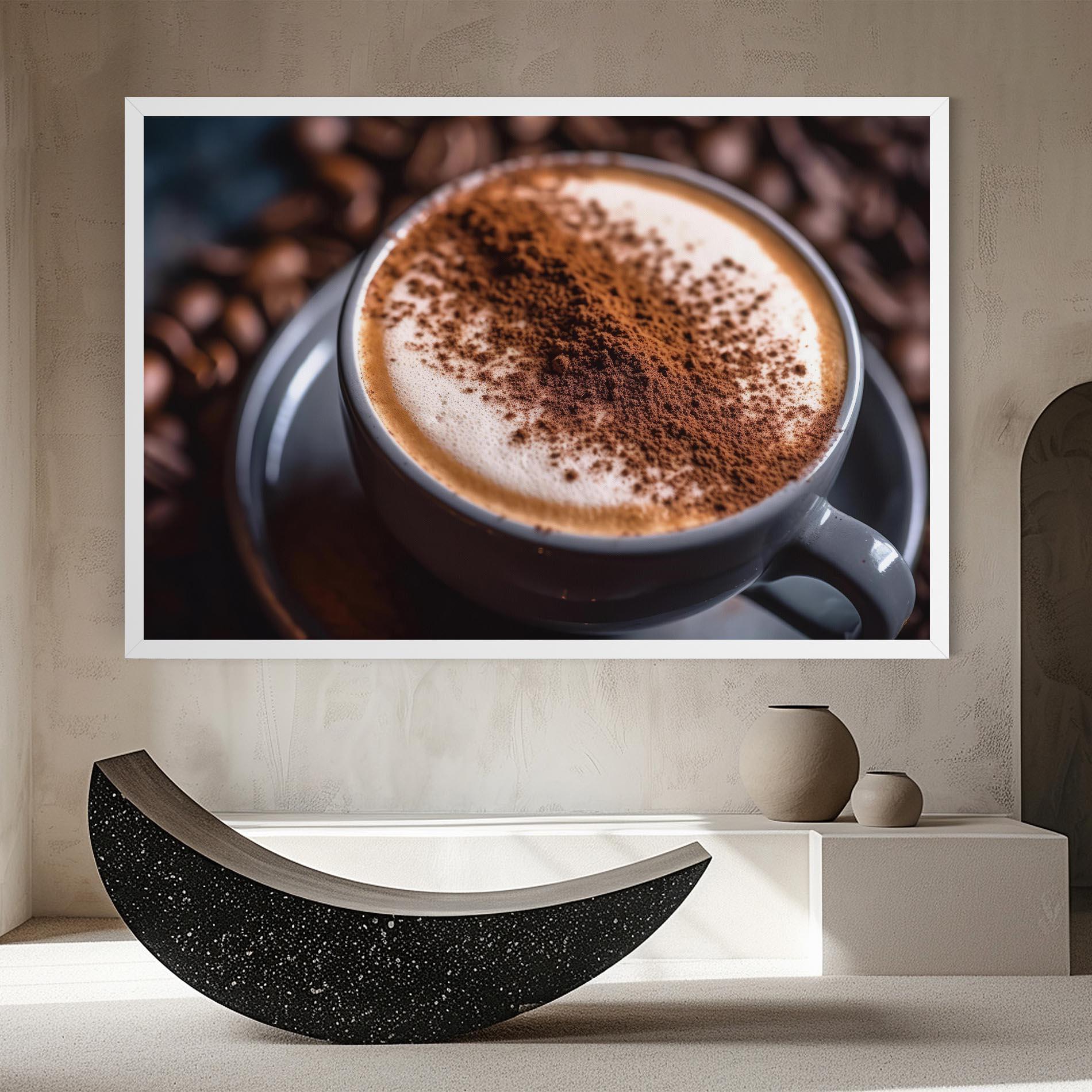 Leinwandbild Cappuccino Coffee Close Up mockup 8