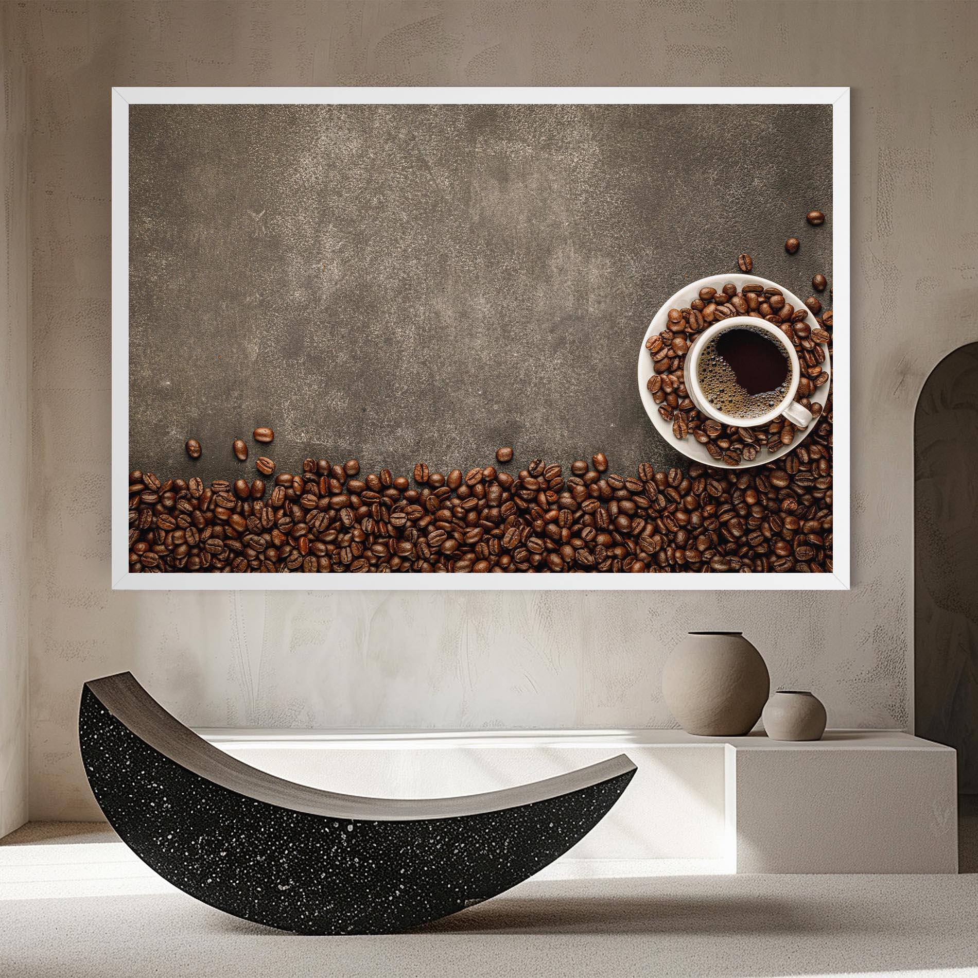 Leinwandbild Coffee On Grey Table mockup 8