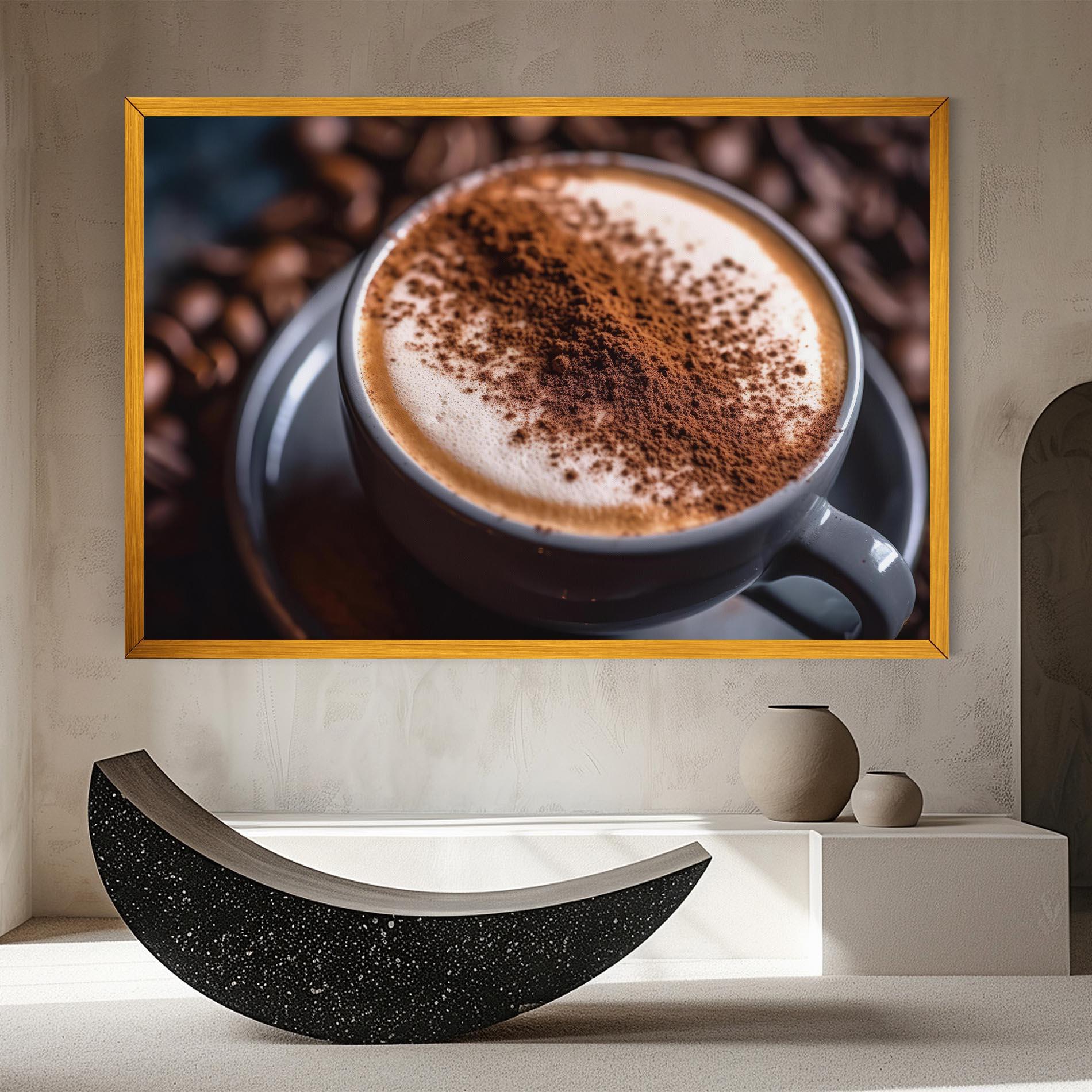 Leinwandbild Cappuccino Coffee Close Up mockup 8