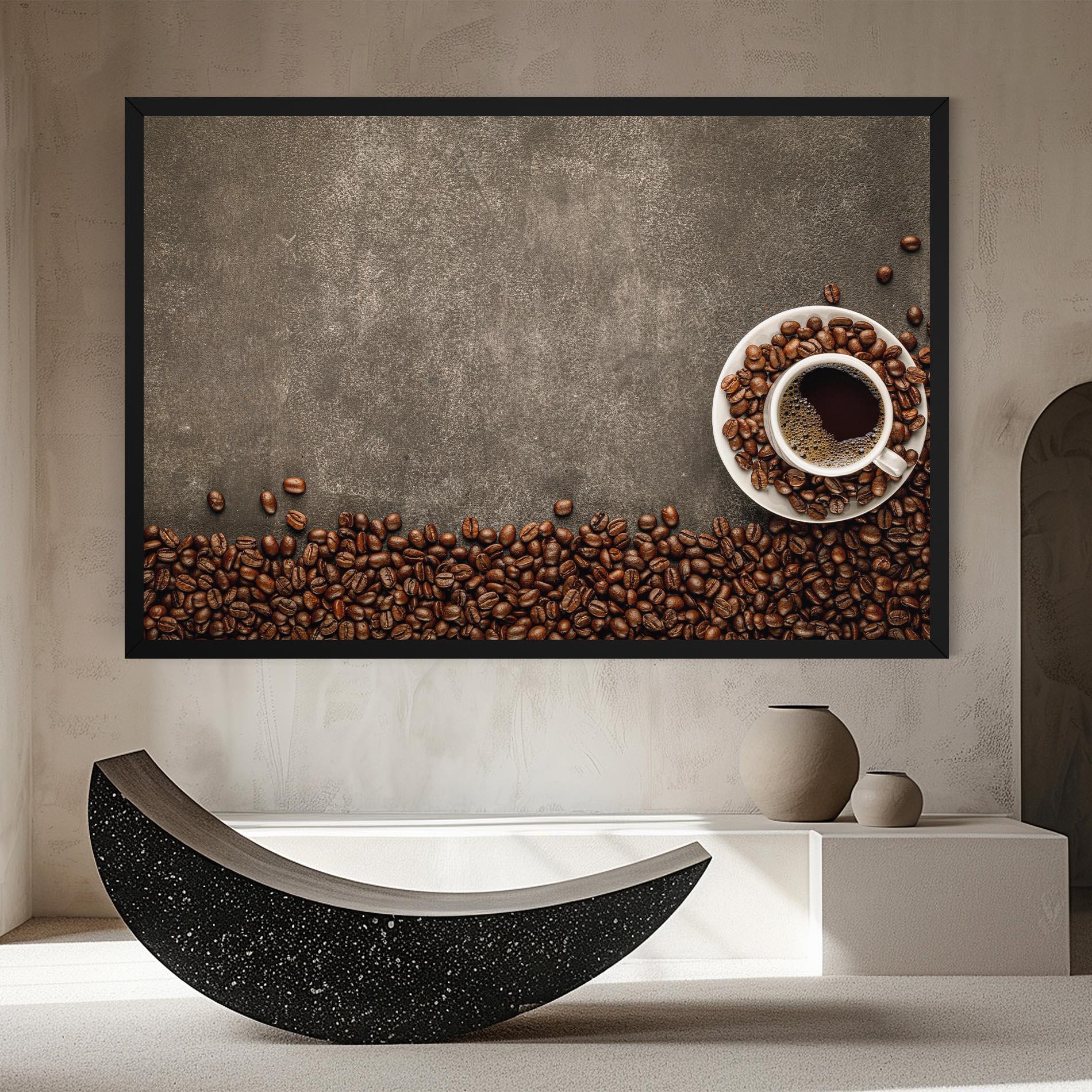 Leinwandbild Coffee On Grey Table mockup 8