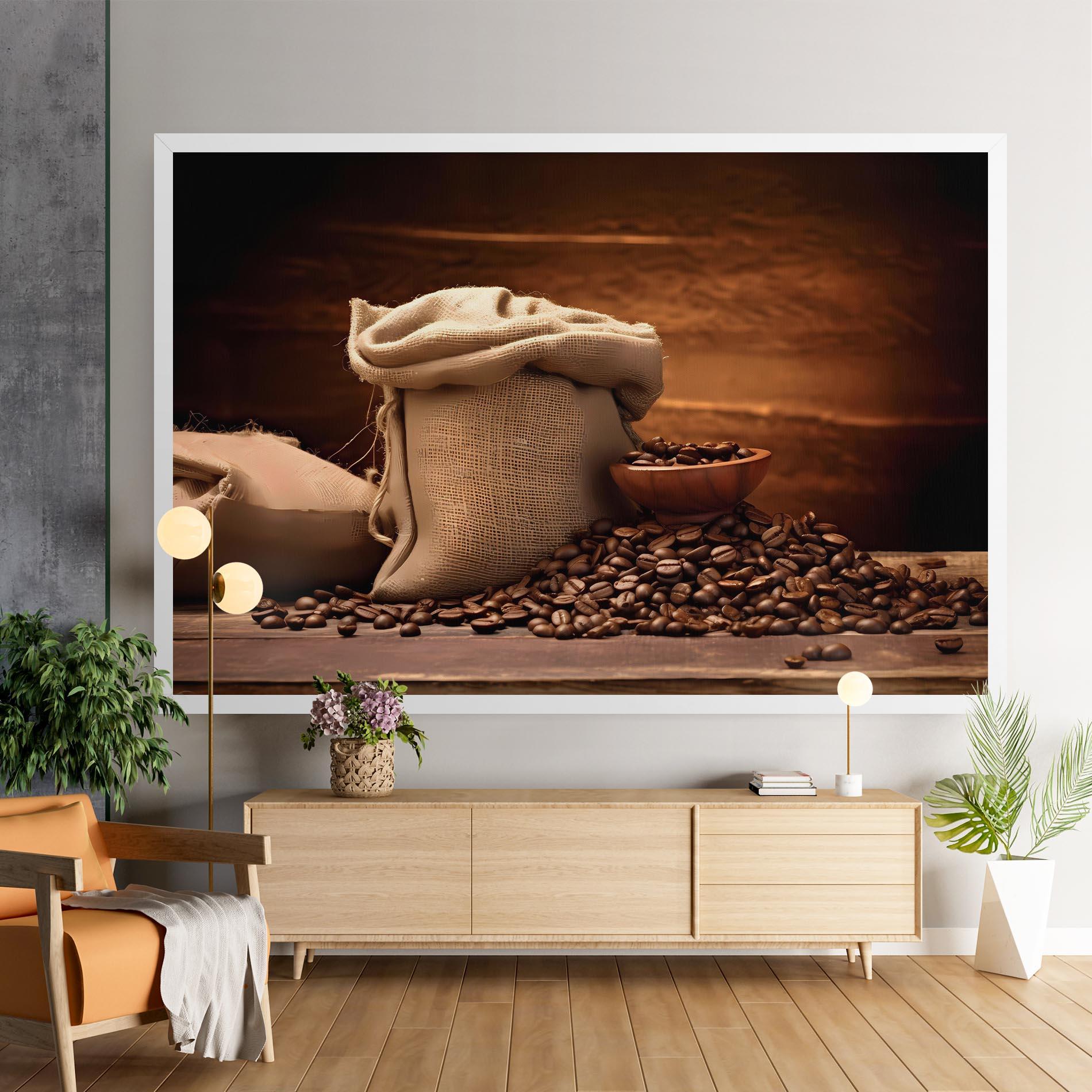 Leinwandbild Big Bag Of Coffee Beans mockup 9