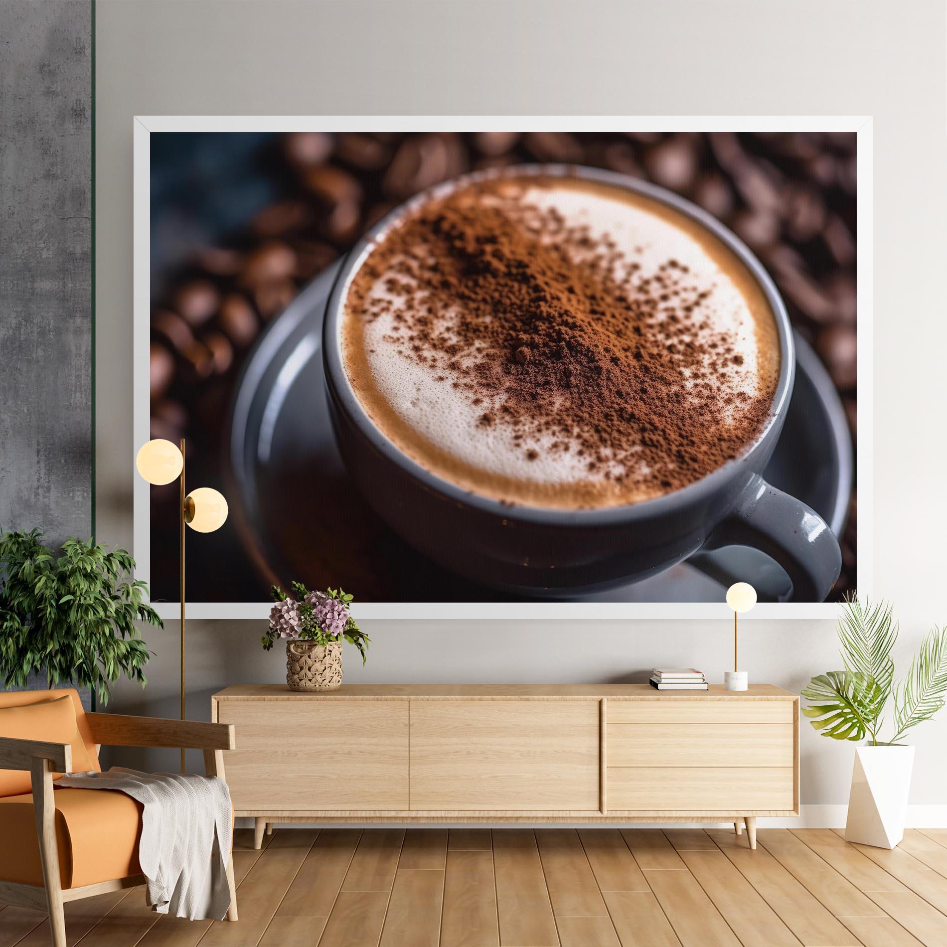 Leinwandbild Cappuccino Coffee Close Up mockup 9
