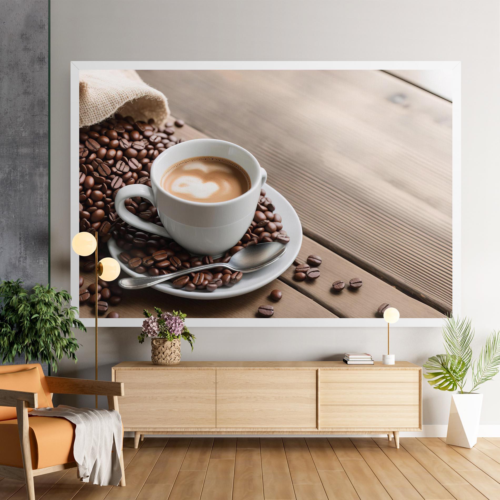 Leinwandbild Coffee On Table mockup 9