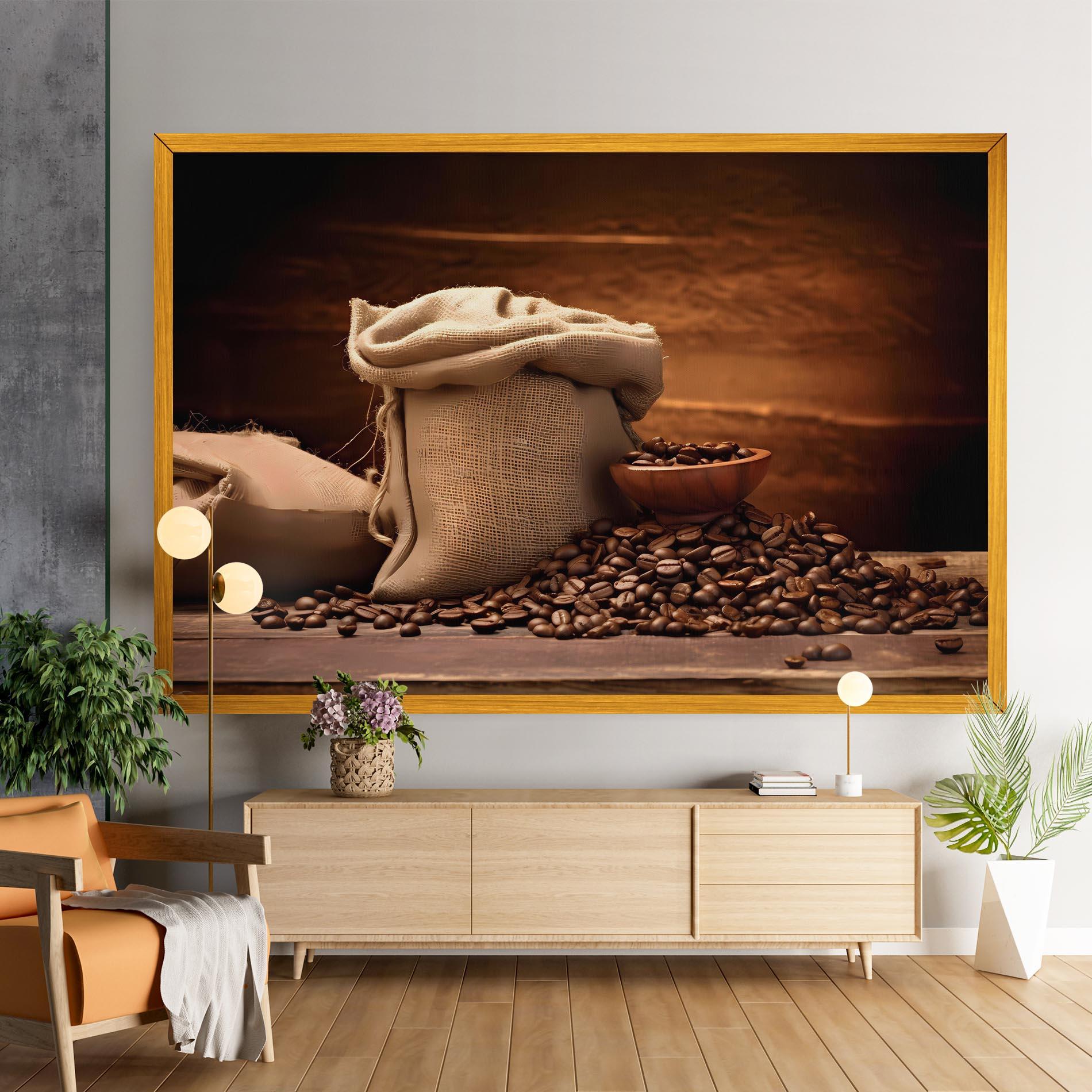 Leinwandbild Big Bag Of Coffee Beans mockup 9