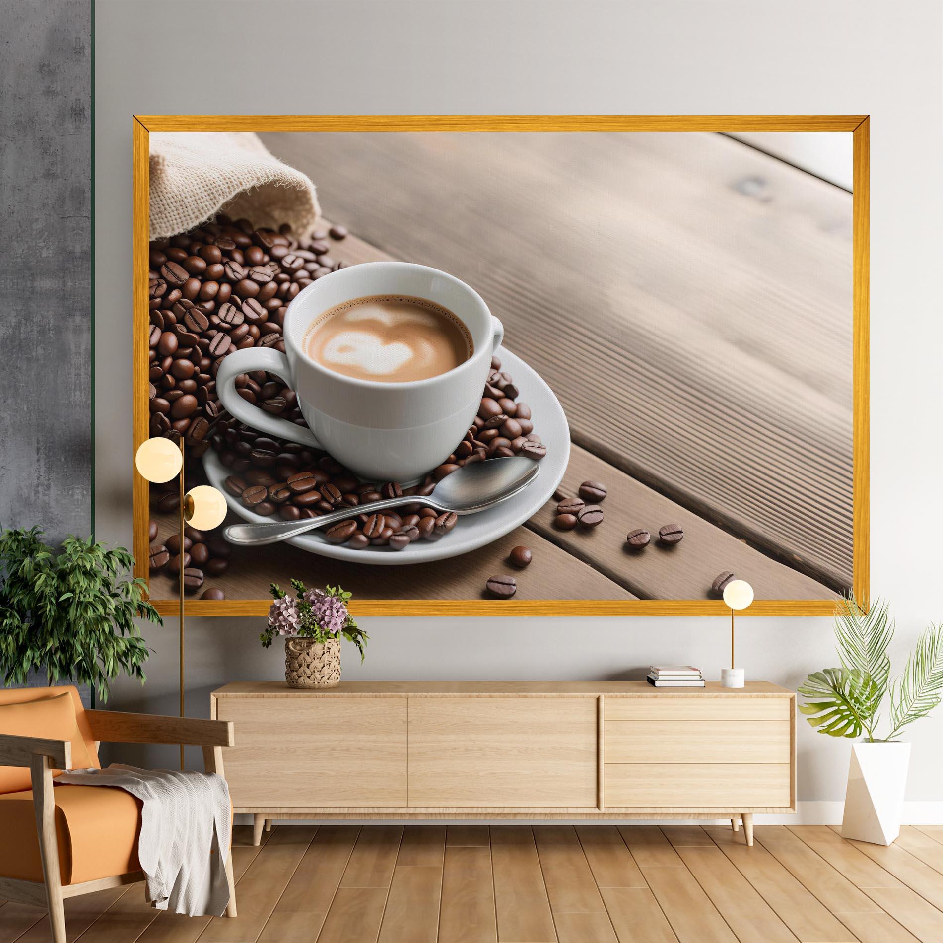 Leinwandbild Coffee On Table mockup 9
