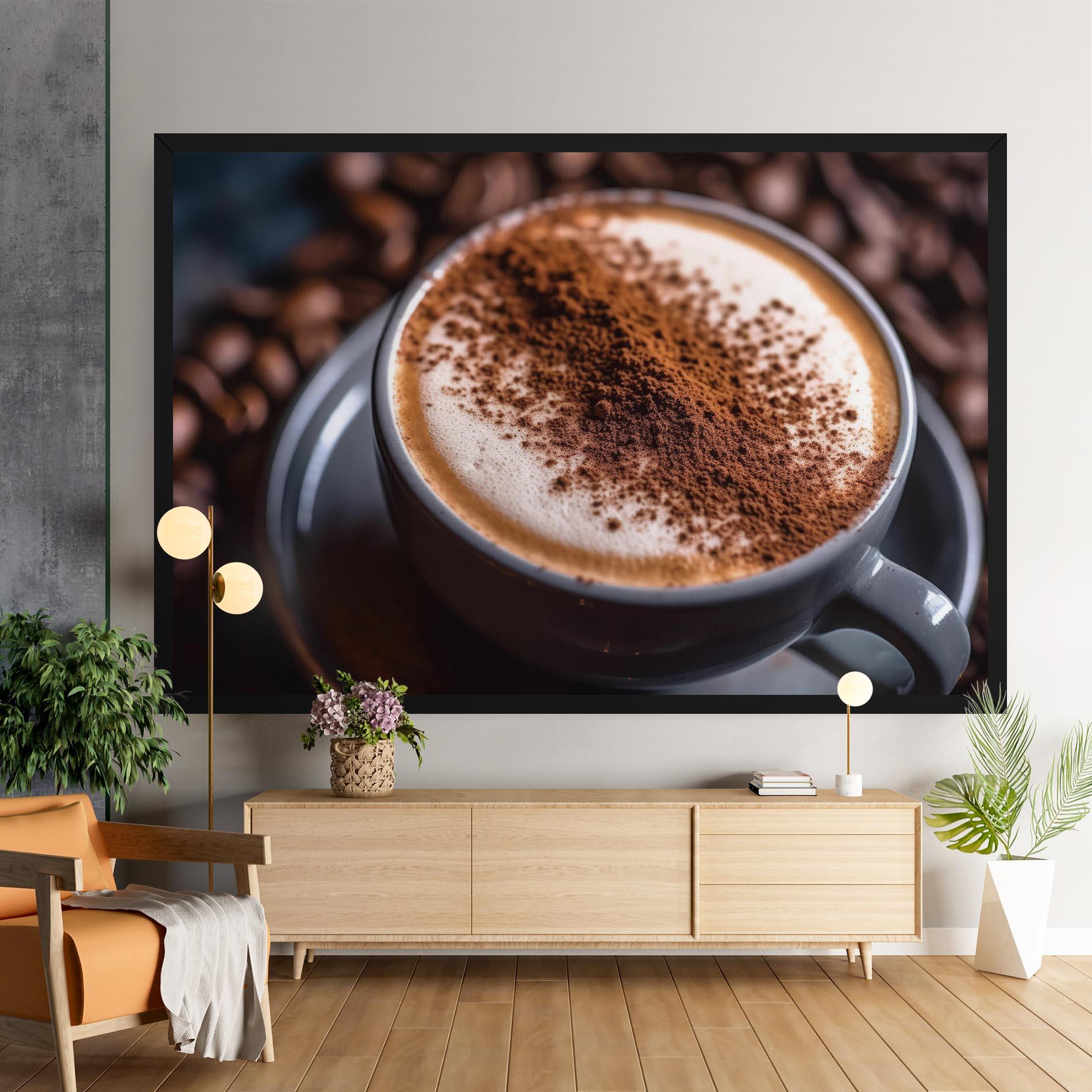 Leinwandbild Cappuccino Coffee Close Up mockup 9