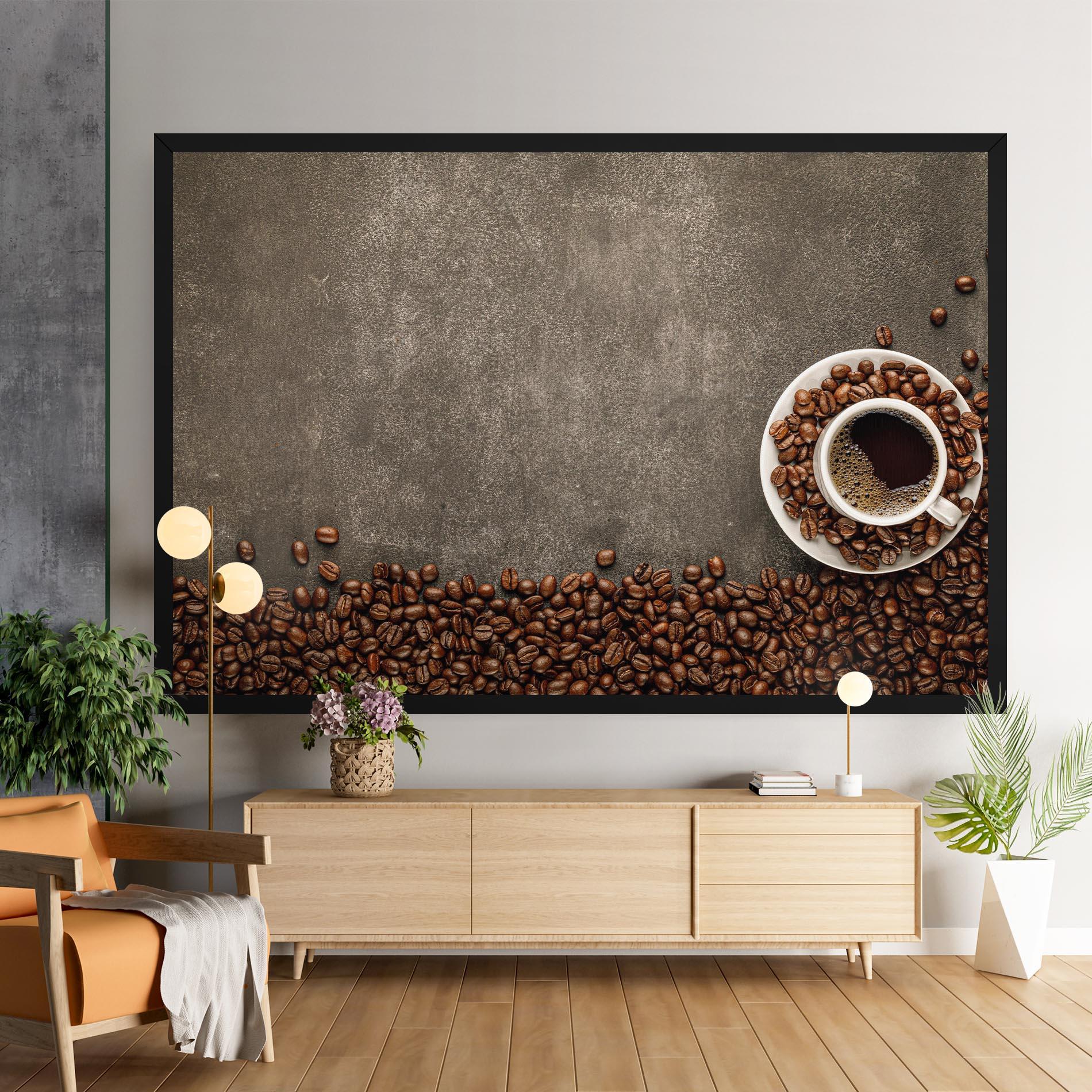 Leinwandbild Coffee On Grey Table mockup 9