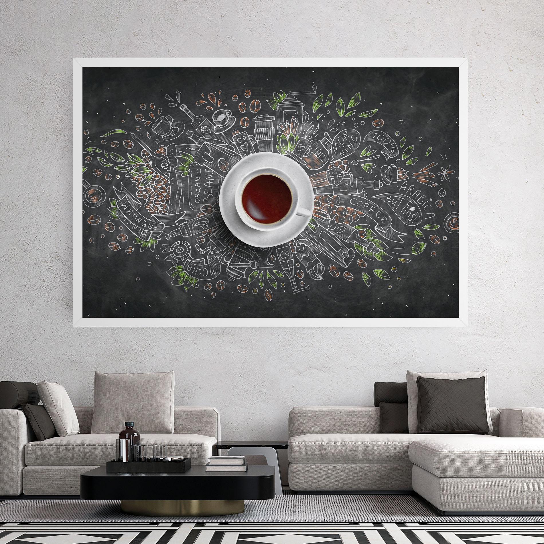 Leinwandbild Black Board Coffee mockup 2