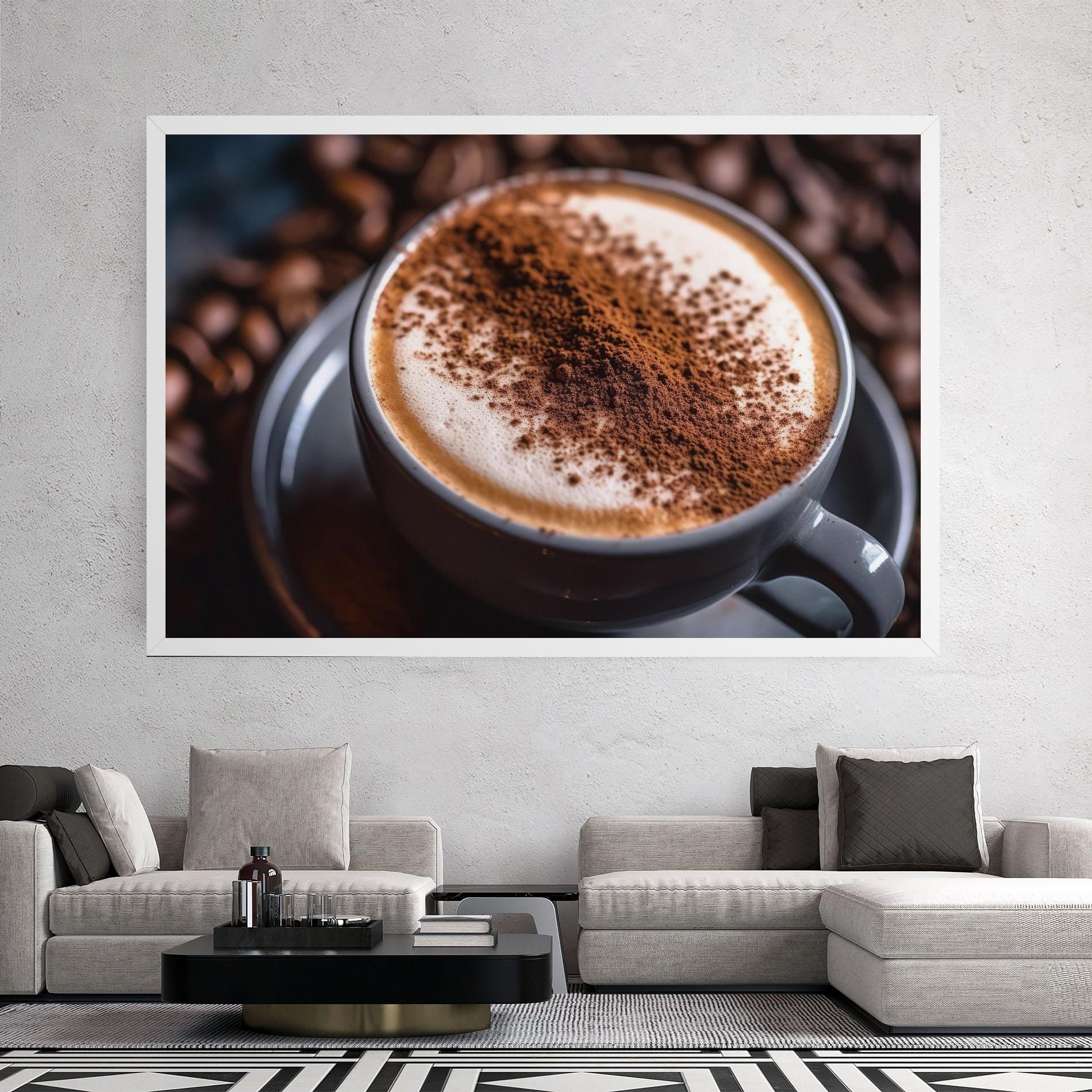 Leinwandbild Cappuccino Coffee Close Up mockup 2