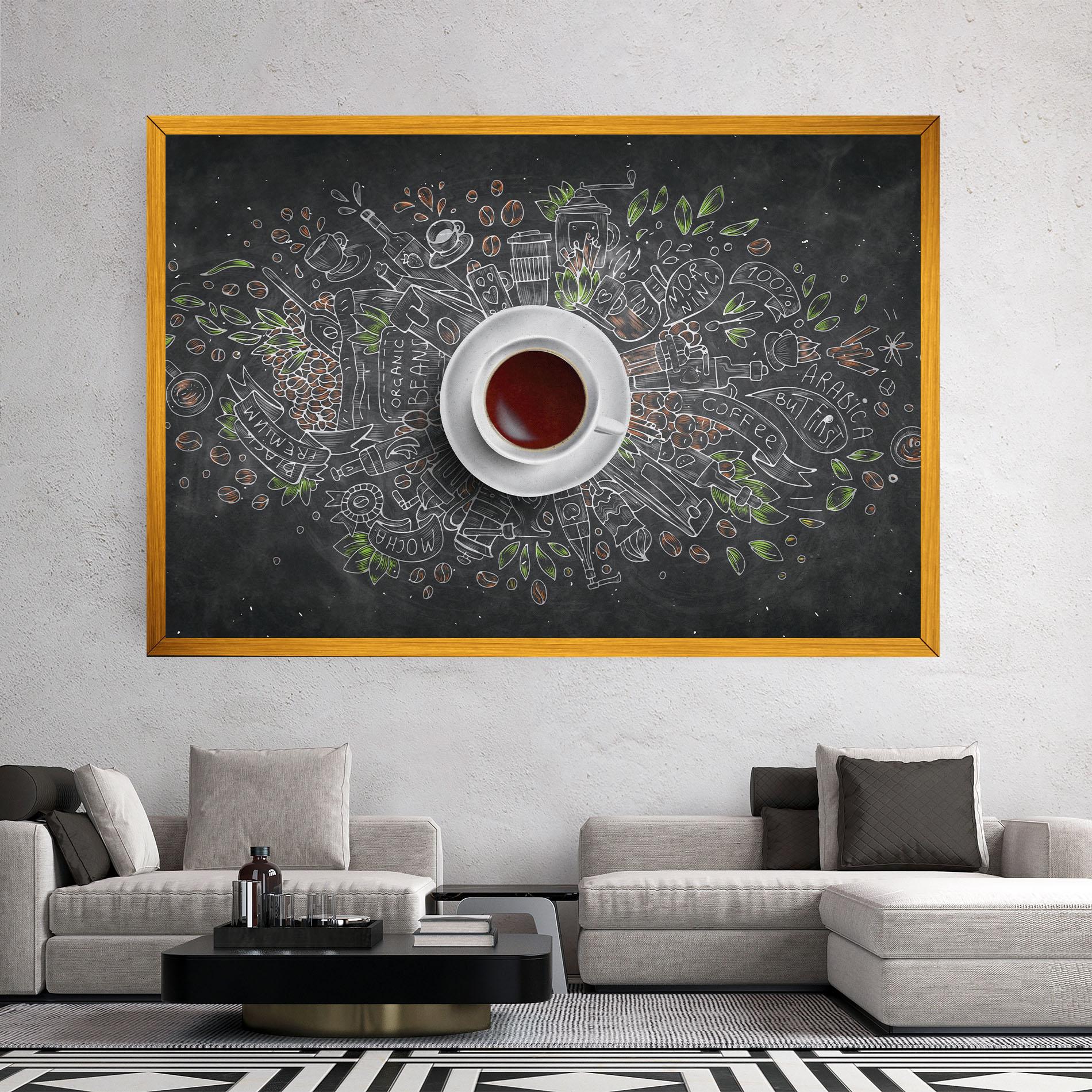 Leinwandbild Black Board Coffee mockup 2