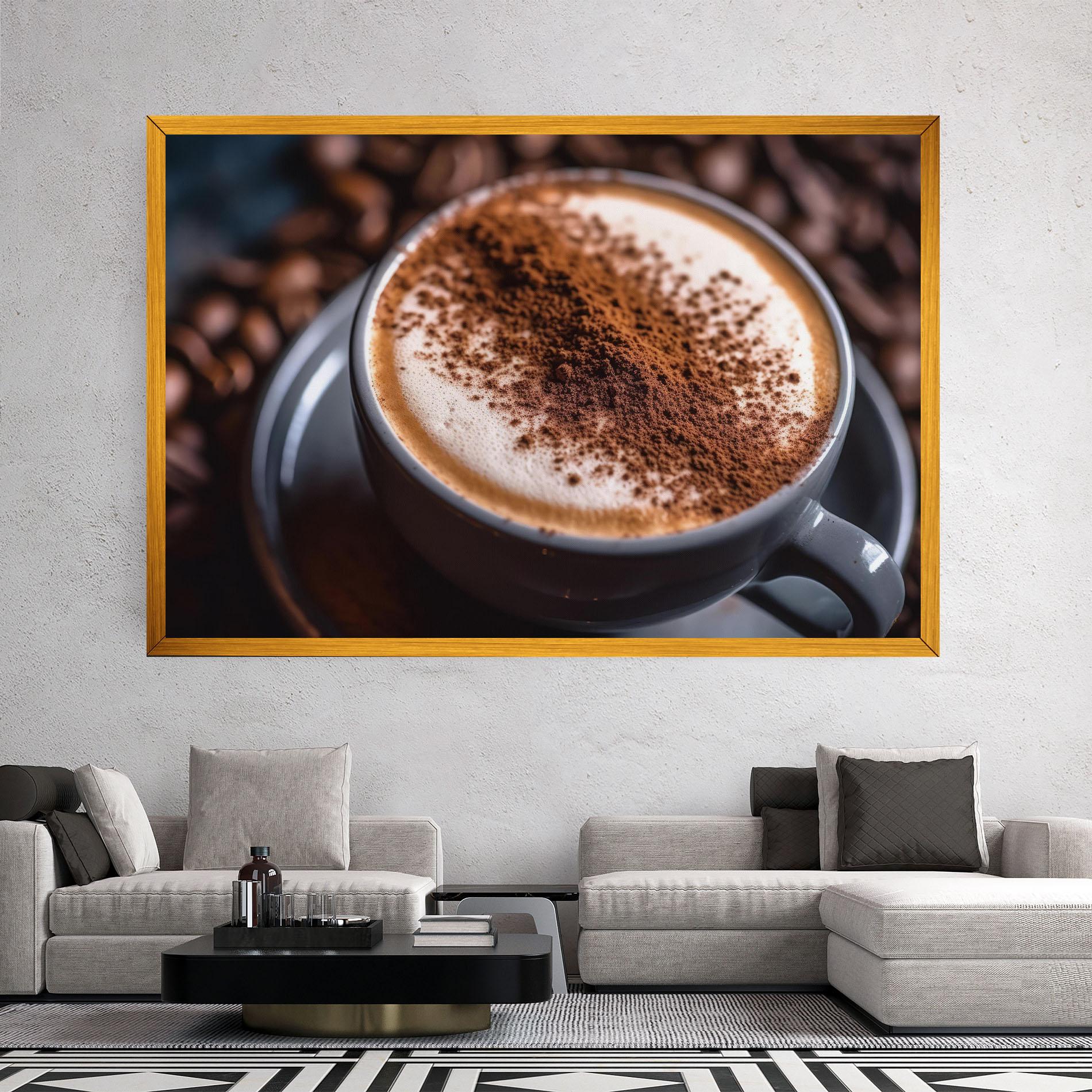 Leinwandbild Cappuccino Coffee Close Up mockup 2