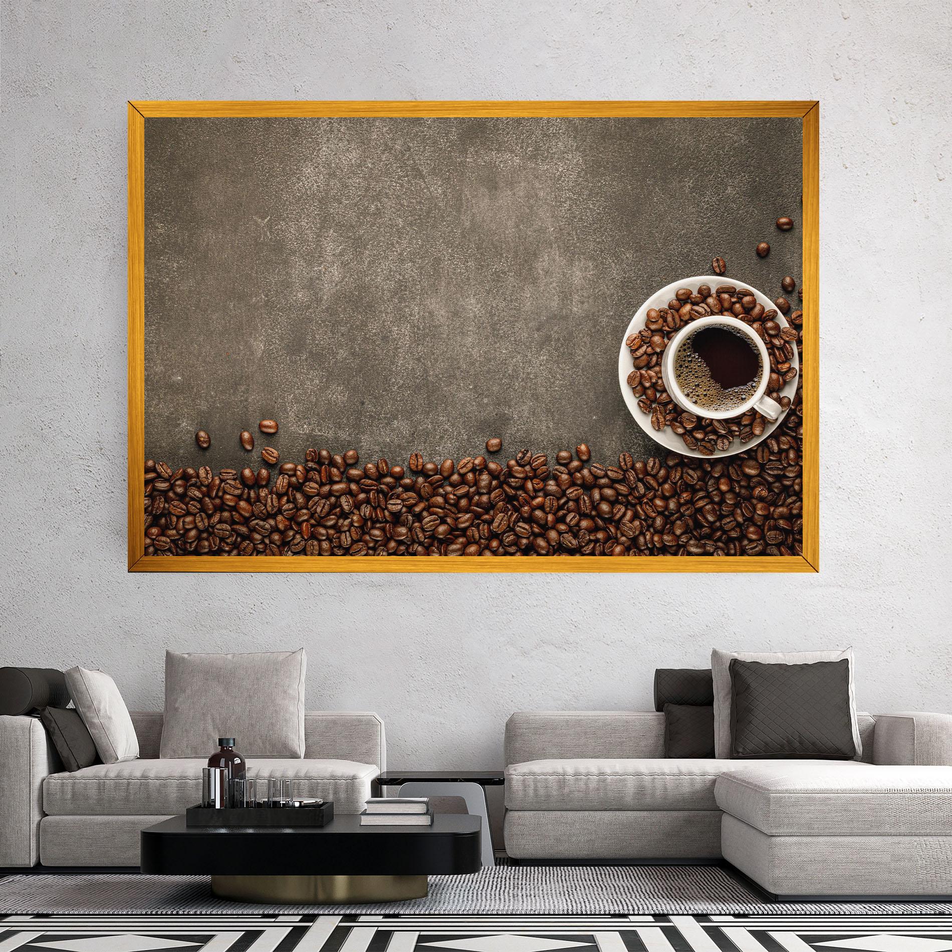 Leinwandbild Coffee On Grey Table mockup 2