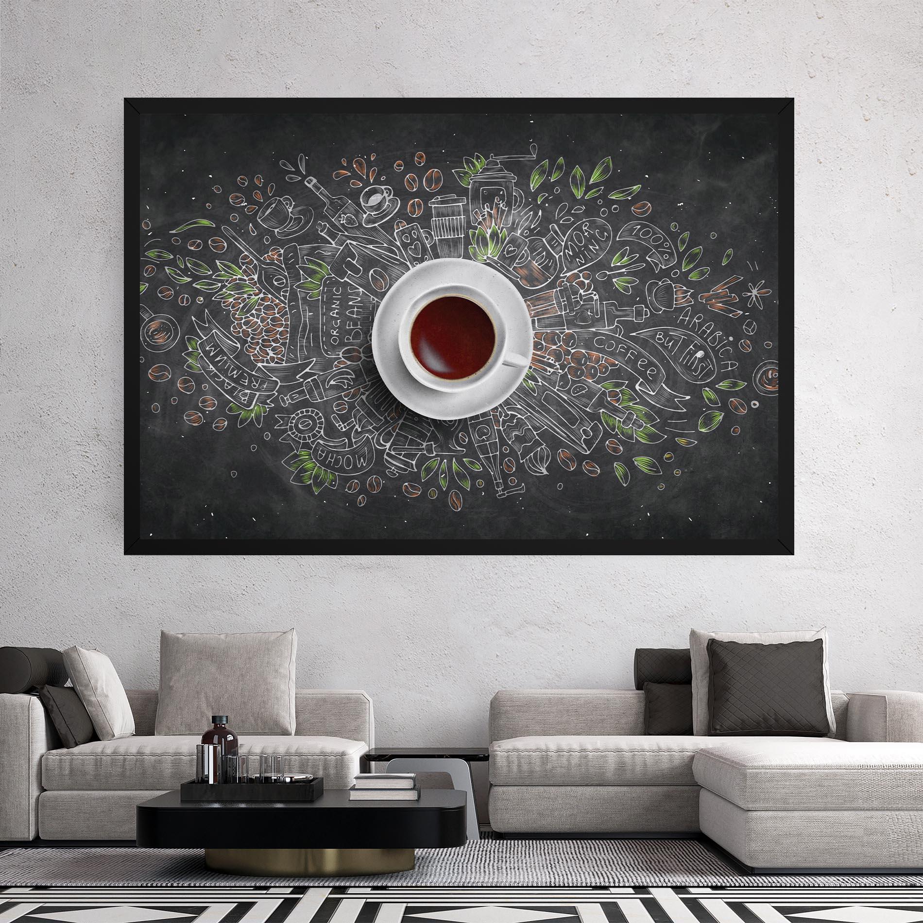 Leinwandbild Black Board Coffee mockup 2